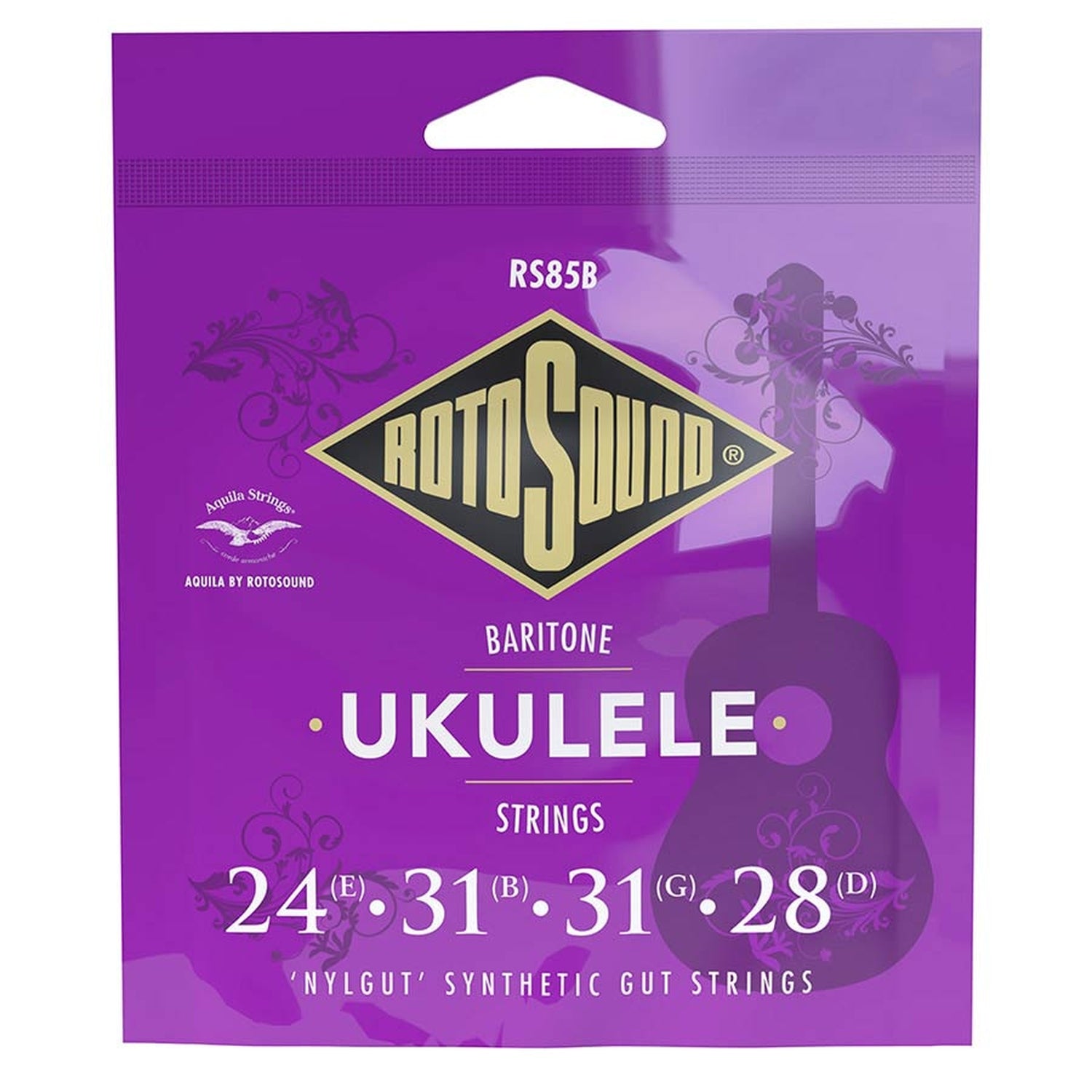 Rotosound RS85B snaren set baritone ukulele 'Nylgut' synthetic gut, D-G-B-E tuning, 26-33-31-27