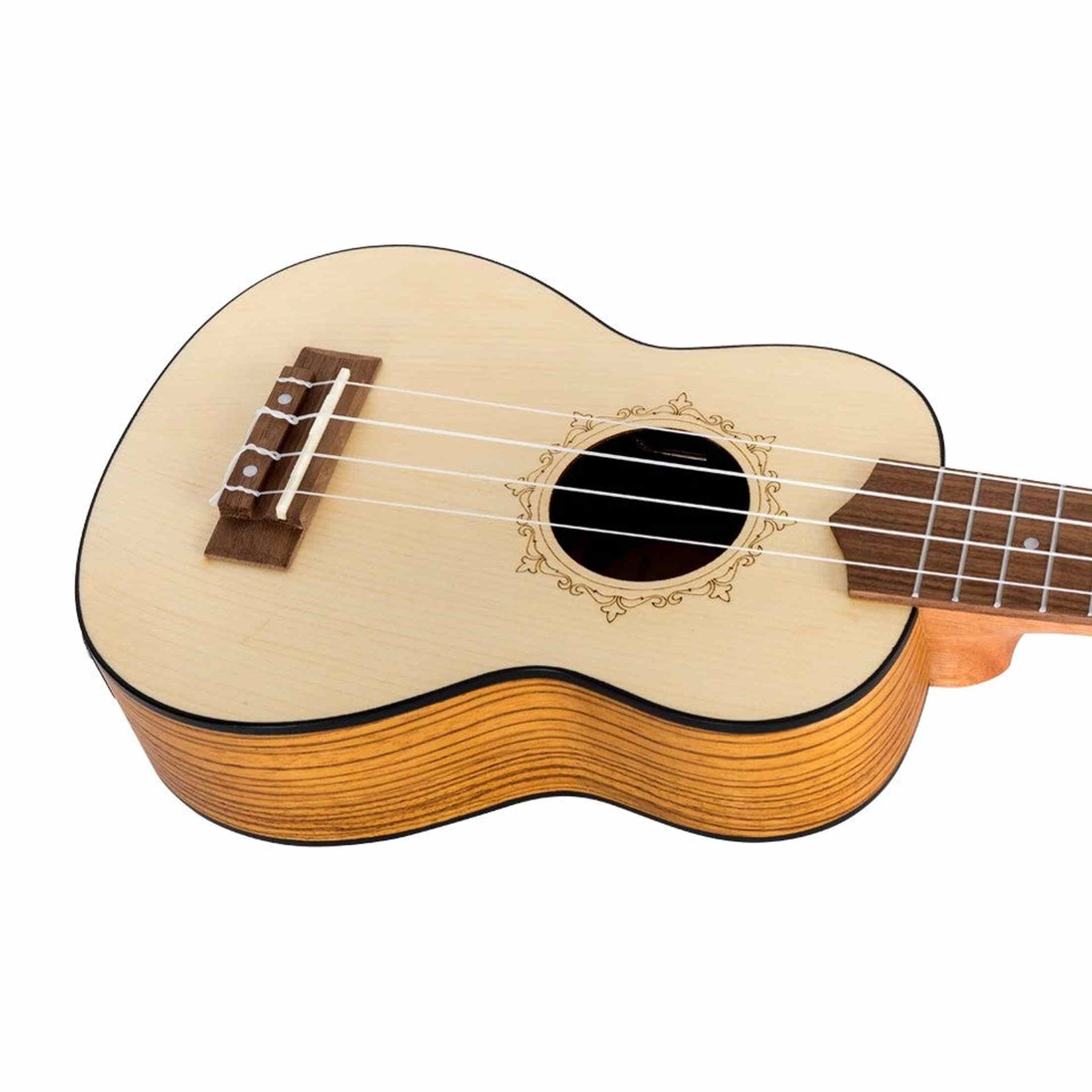 Flight DUS320 EQ SP/ZEB Soprano Ukulele met Spruce Top, Zebrawood Body en Ingebouwde Pickup met Tuner