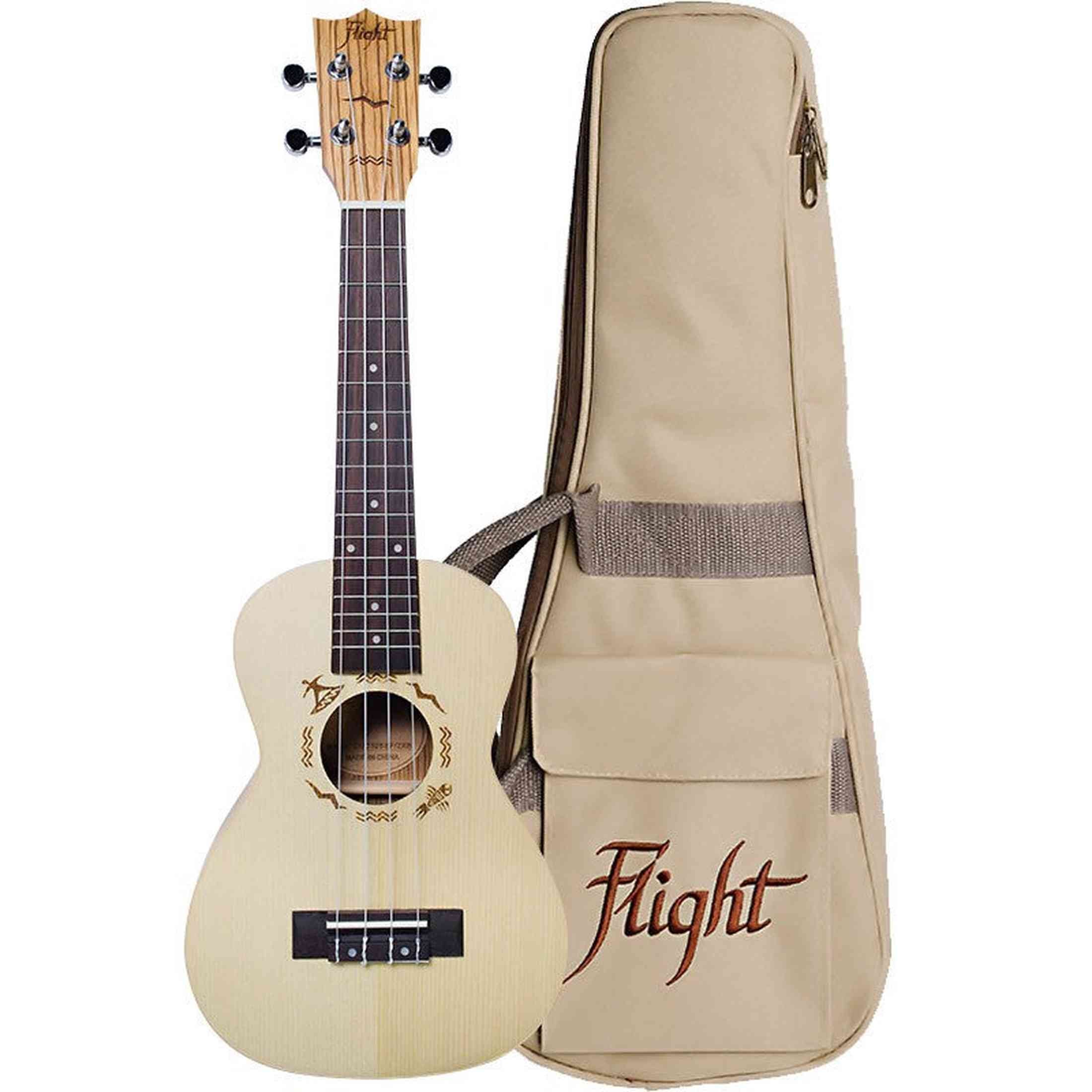 Flight DUC325 SP/ZEB Concert Ukulele met Engelmann Spruce Top, Zebrawood Body en Aquila Super Nylgut Snaren