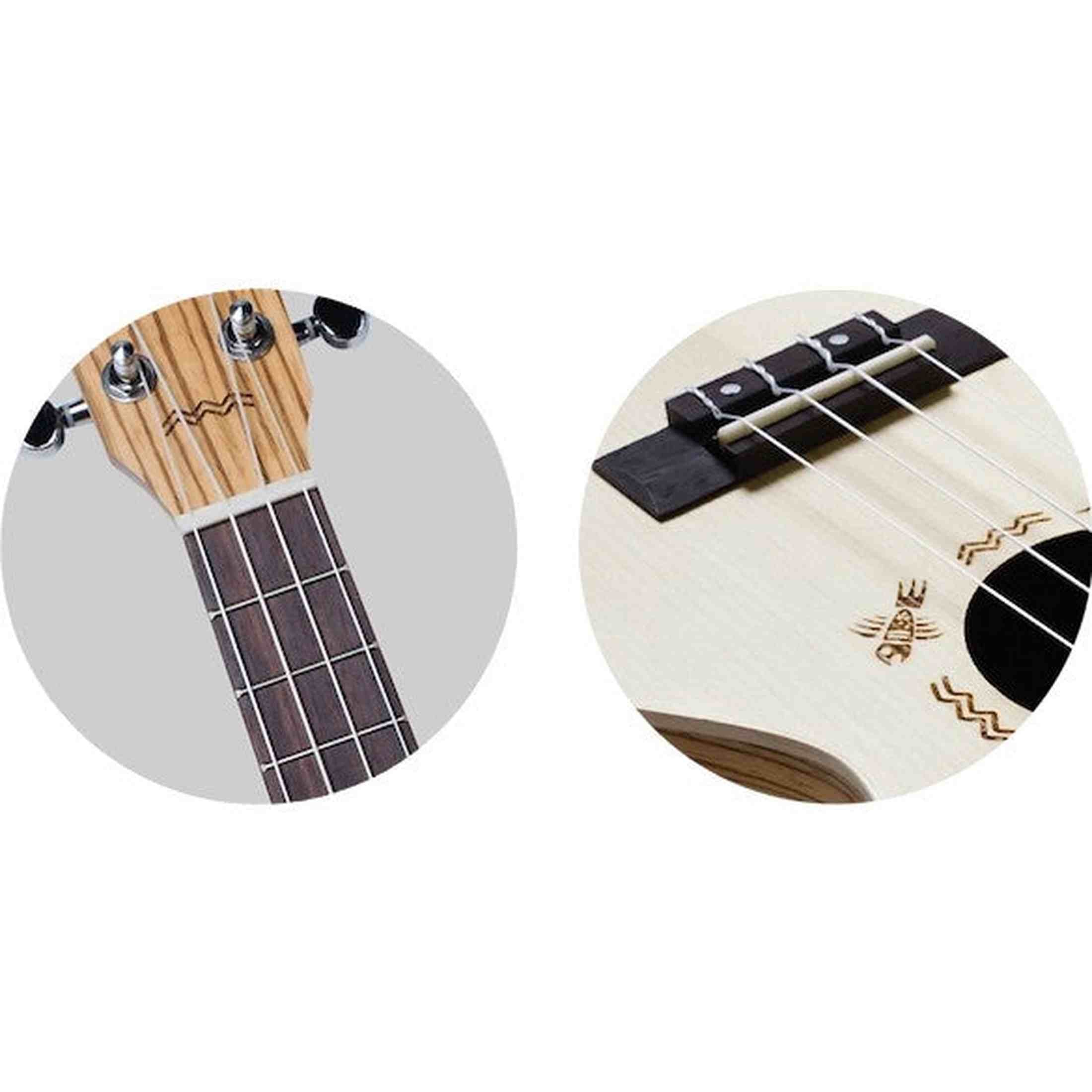 Flight DUC325 SP/ZEB Concert Ukulele met Engelmann Spruce Top, Zebrawood Body en Aquila Super Nylgut Snaren