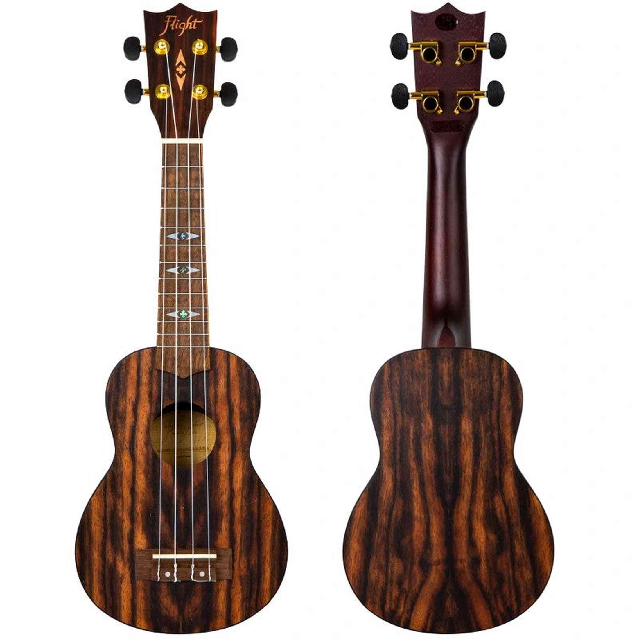 Flight DUS460 Amara Soprano Ukulele met Amara Body, Bone Topkam en Aquila Super Nylgut Snaren