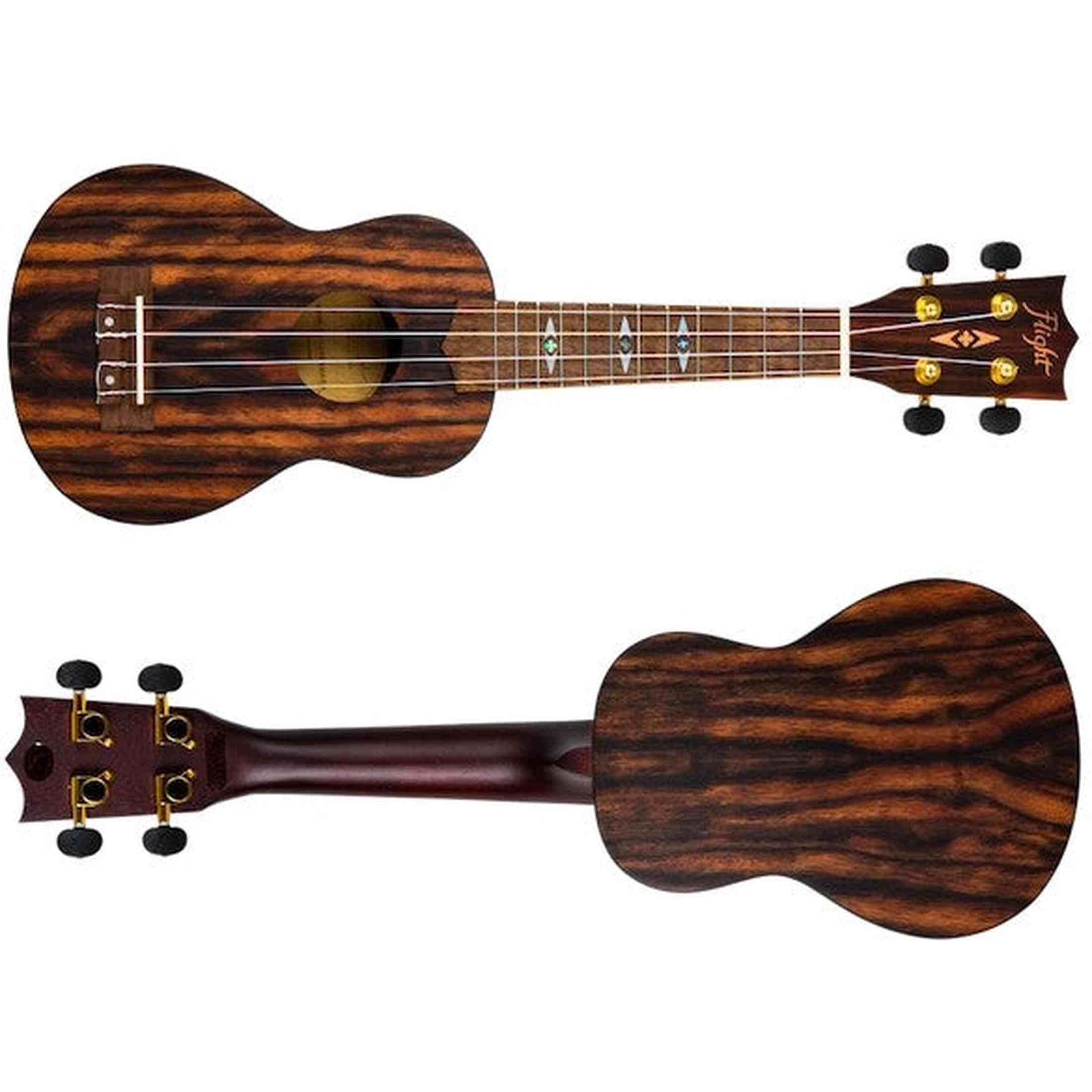 Flight DUS460 Amara Soprano Ukulele met Amara Body, Bone Topkam en Aquila Super Nylgut Snaren