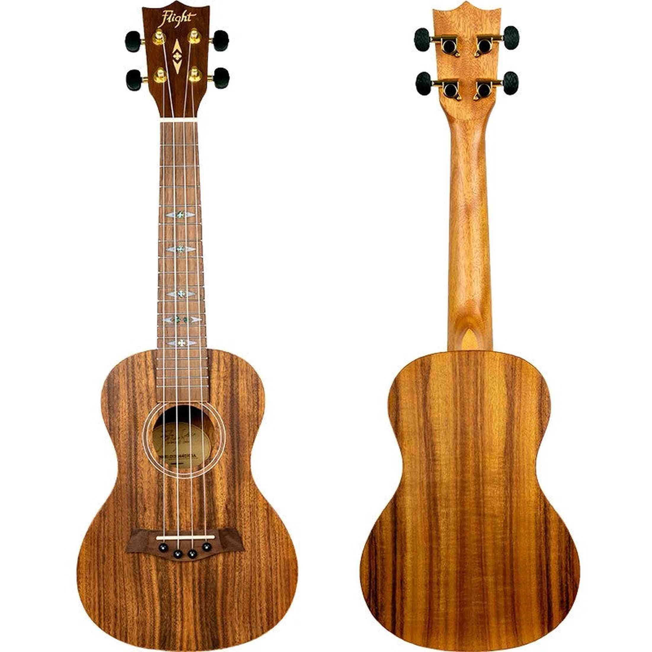 Flight DUC440 Acacia Concert Ukulele met Acacia Body, Bone Topkam en Aquila Super Nylgut Snaren