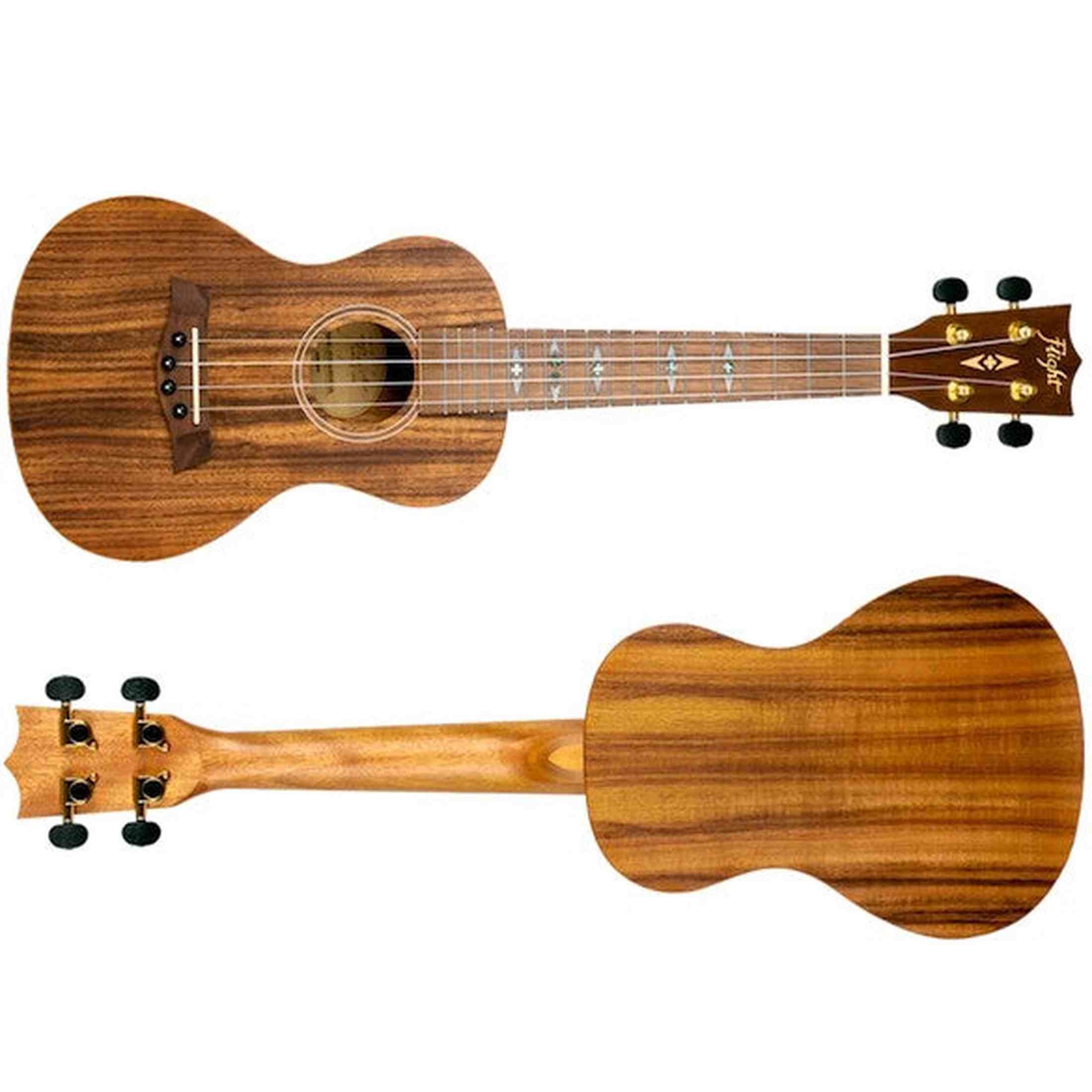 Flight DUC440 Acacia Concert Ukulele met Acacia Body, Bone Topkam en Aquila Super Nylgut Snaren