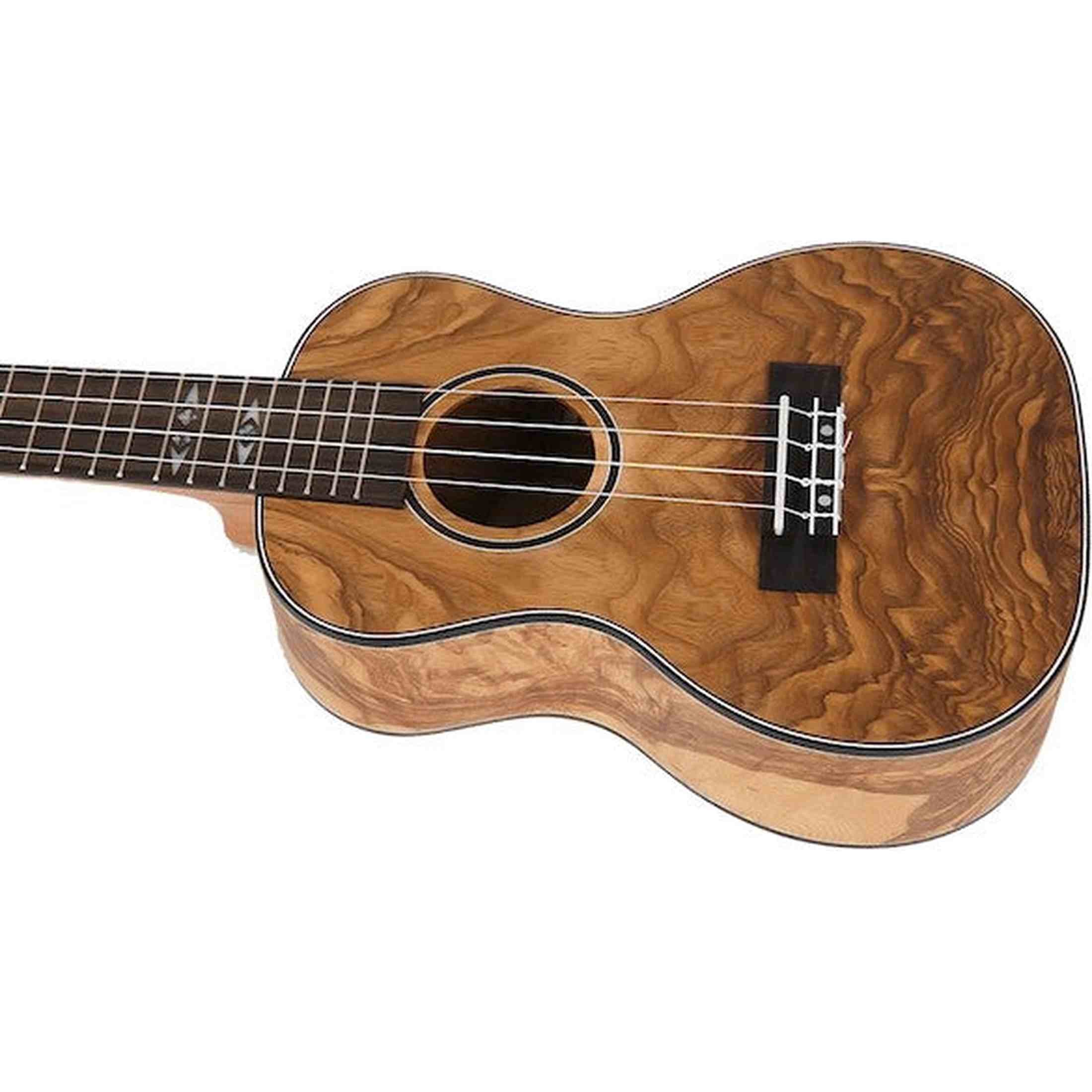Flight DUC410 QA/QA Concert Ukulele met Quilted Ash Body, Bone Topkam en Aquila Super Nylgut Snaren