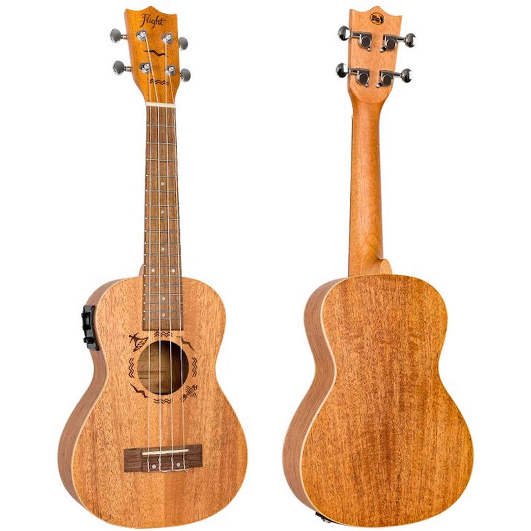 Flight DUC323 MAH EQ Elektrisch-Akoestische Concert Ukulele met Mahogany Body en Ingebouwde Pickup