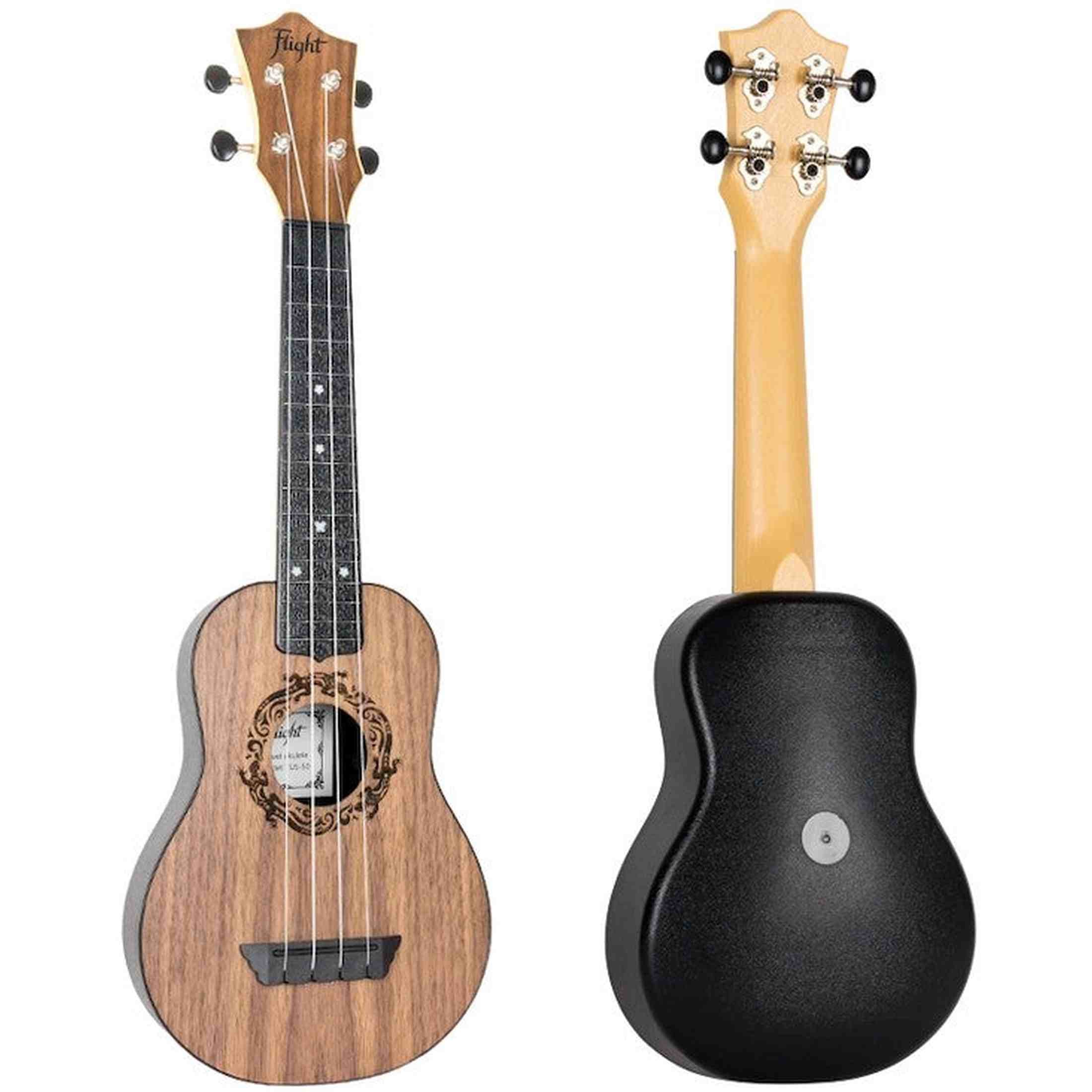 Flight TUS-50 Soprano Ukulele Walnut met Gelamineerde Walnut Top, ABS Body en Aquila Snaren