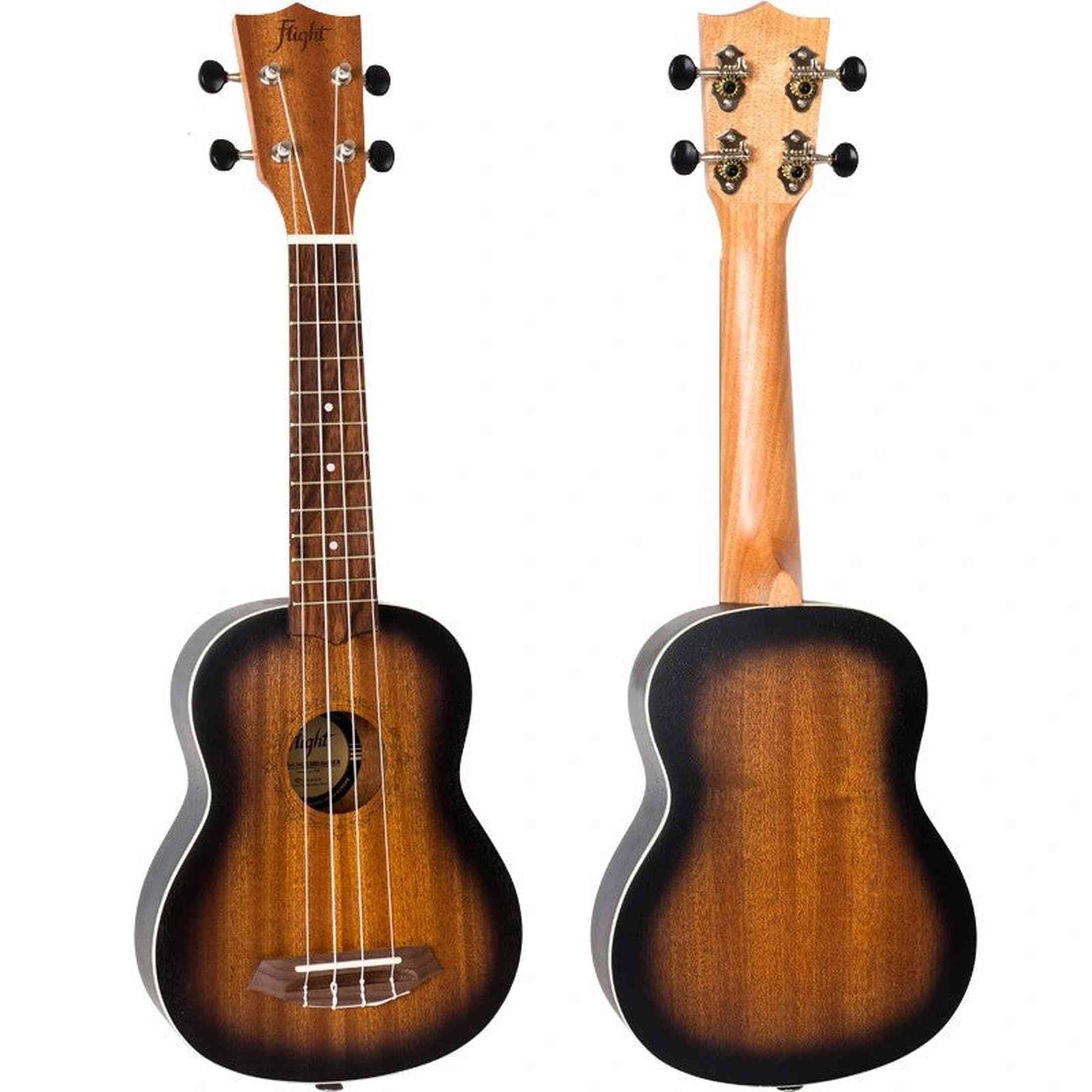 Flight NUS380 Amber Soprano Ukulele met Sapele Body, Walnut Toets, Bone Topkam en Flight Nylon Snaren