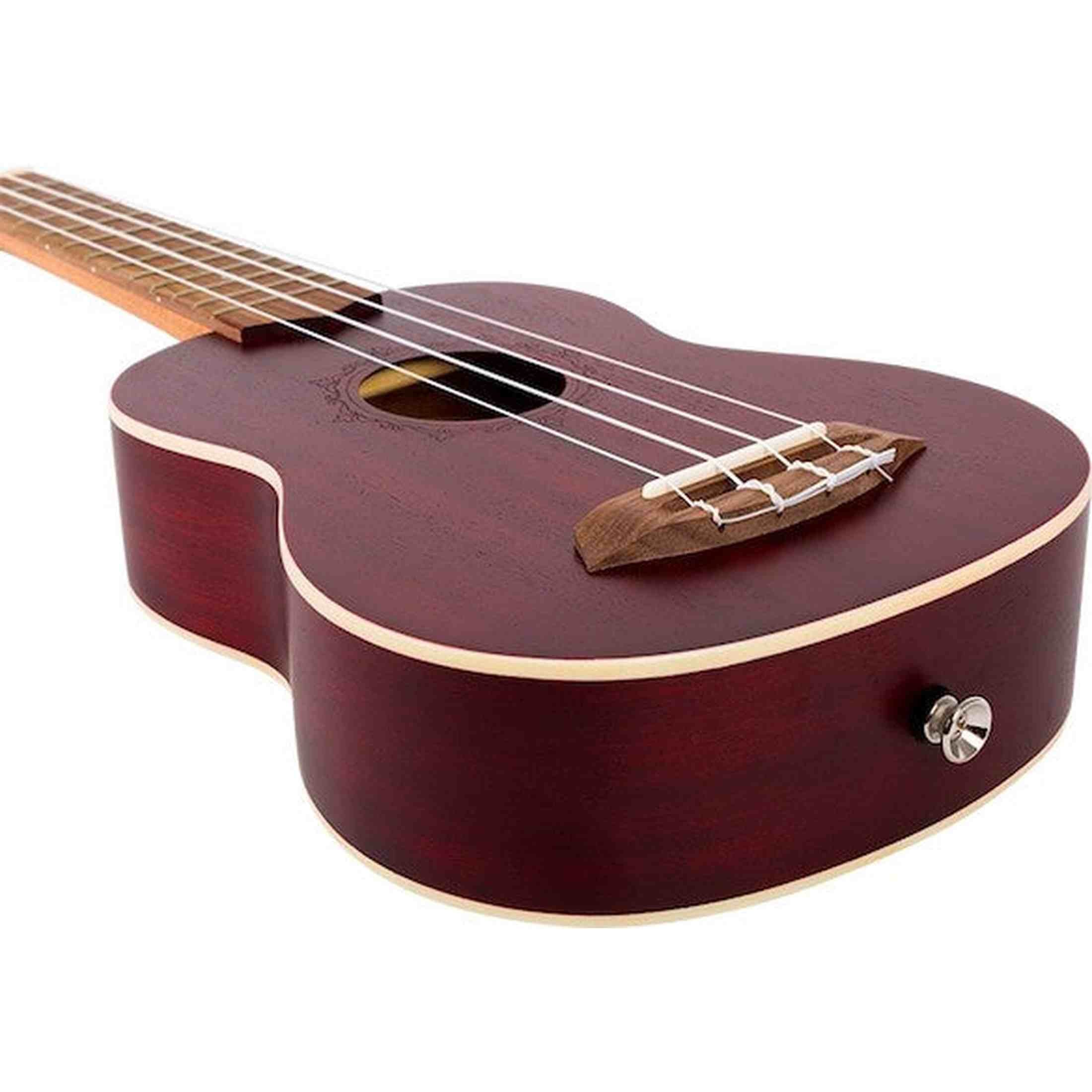 Flight NUS380 Coral Soprano Ukulele met Sapele Body, Walnut Toets, Bone Topkam en Flight Nylon Snaren