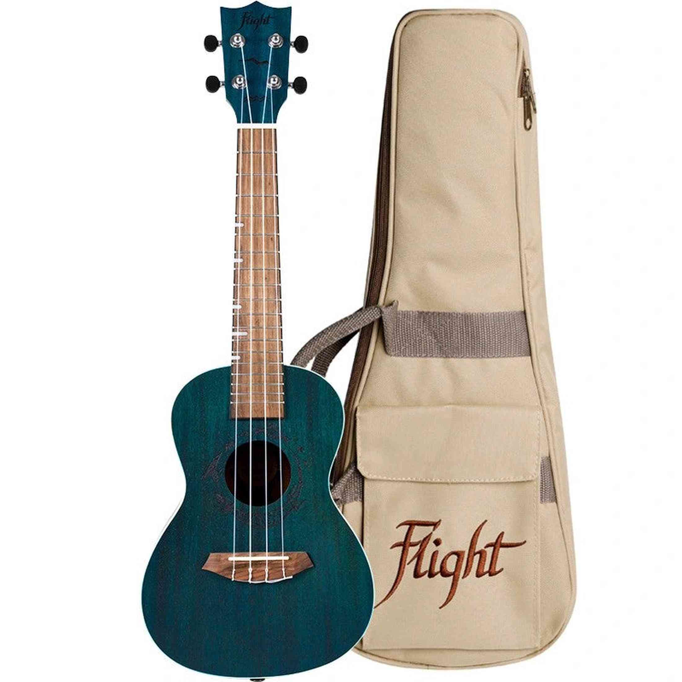 Flight DUC380 Topaz Concert Ukulele met Mahogany Body, Bone Topkam en Aquila Nylgut Snaren