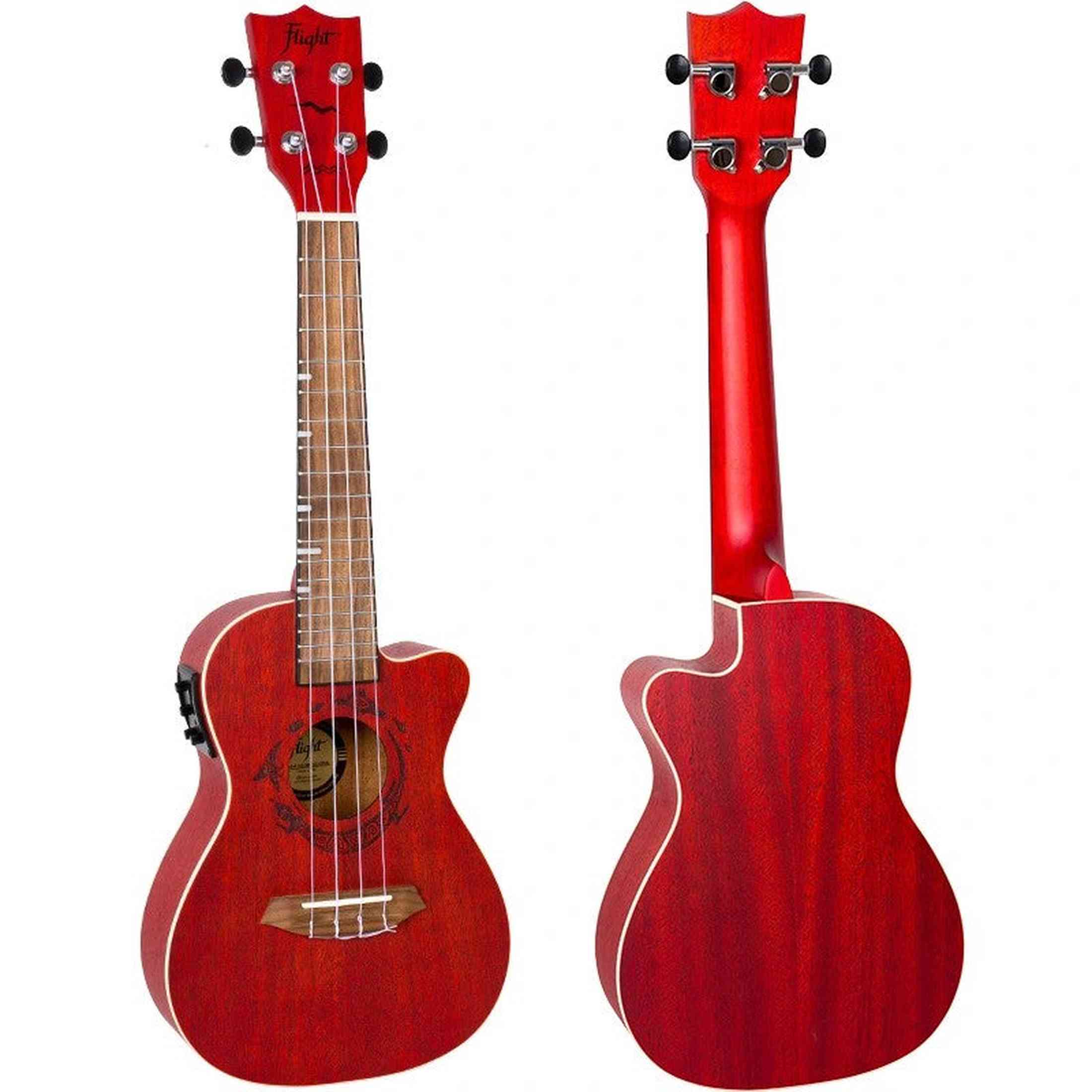 Flight DUC380 CEQ Coral Elektrisch-Akoestische Concert Ukulele met Cutaway, Mahogany Body, Pickup met EQ en Aquila Nylgut Snaren