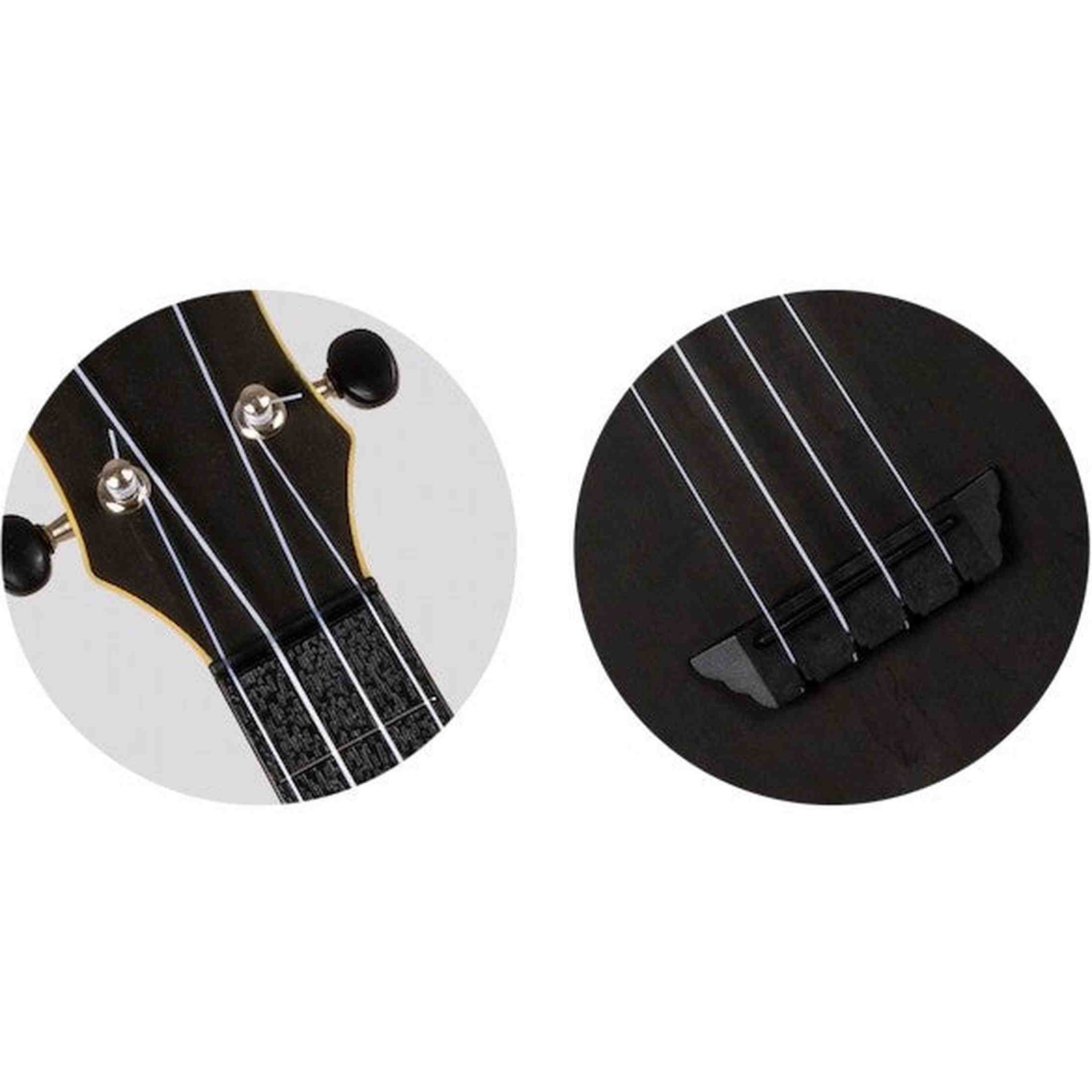 Flight TUSL-35 BK Soprano Longneck Ukulele Zwart met Linden Top, ABS Body en Aquila Snaren
