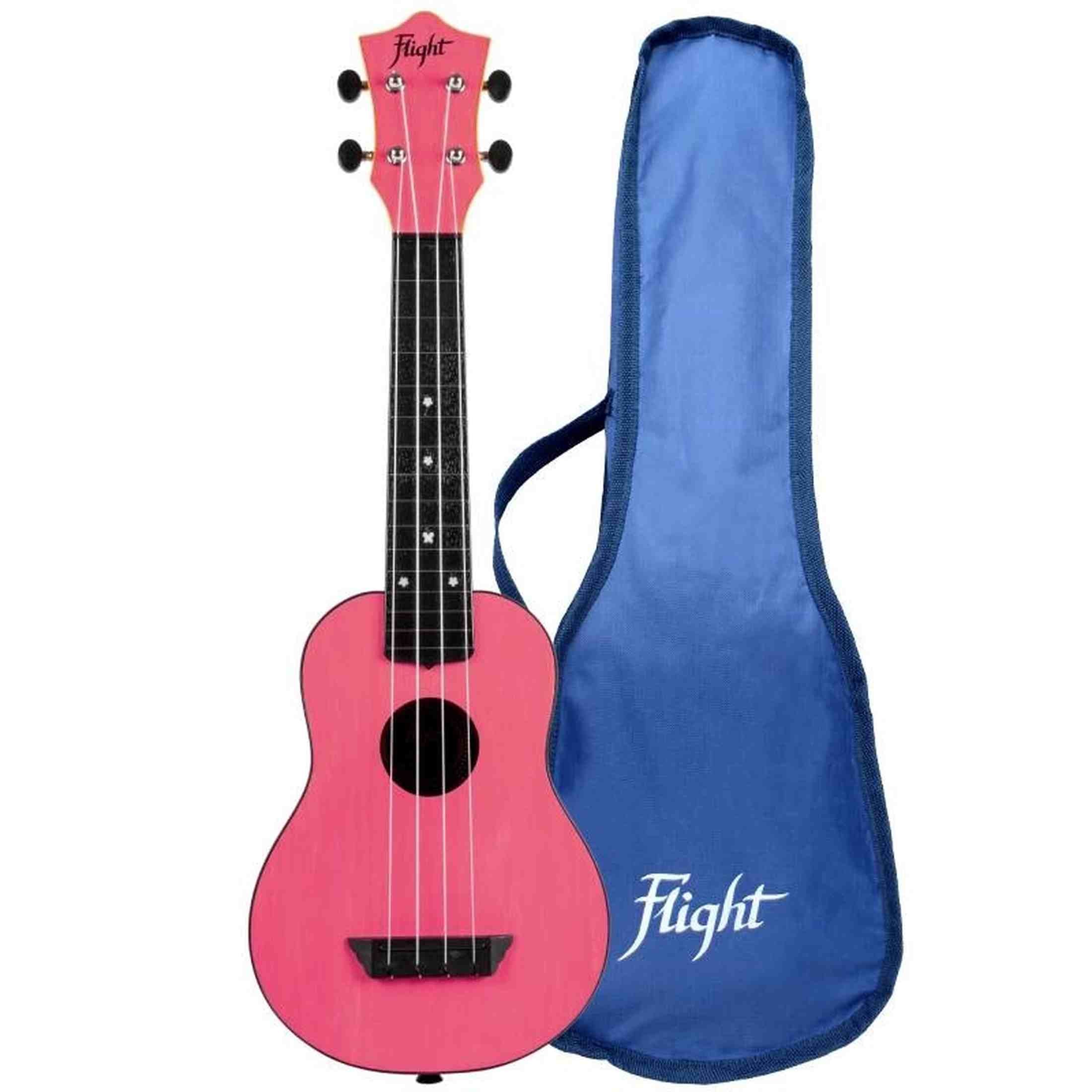 Flight TUS-35 PK Soprano Ukulele Roze met Linden Top, ABS Body en Aquila Snaren