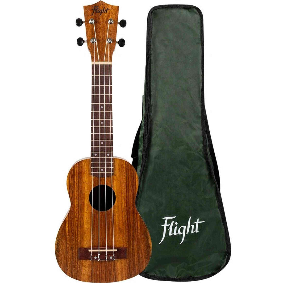 Flight NUS200 Soprano Ukulele met Gelamineerd Teak Body, 38 mm Topkam en Gigbag