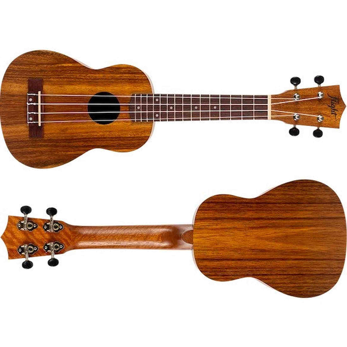 Flight NUS200 Soprano Ukulele met Gelamineerd Teak Body, 38 mm Topkam en Gigbag
