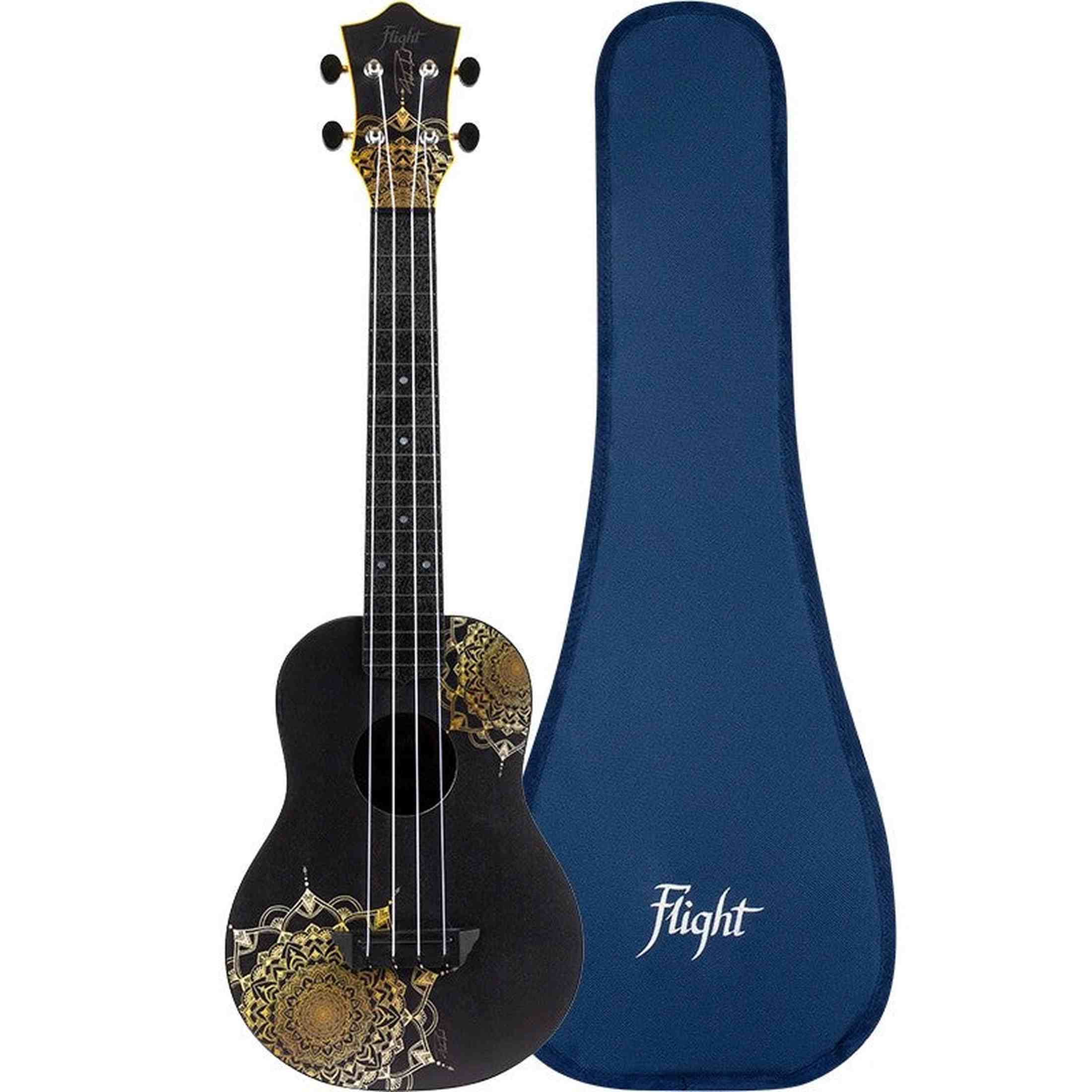 Flight TUC-40 GD Mandala Concert Ukulele met Linden Top, ABS Body en Gold Mandala Print