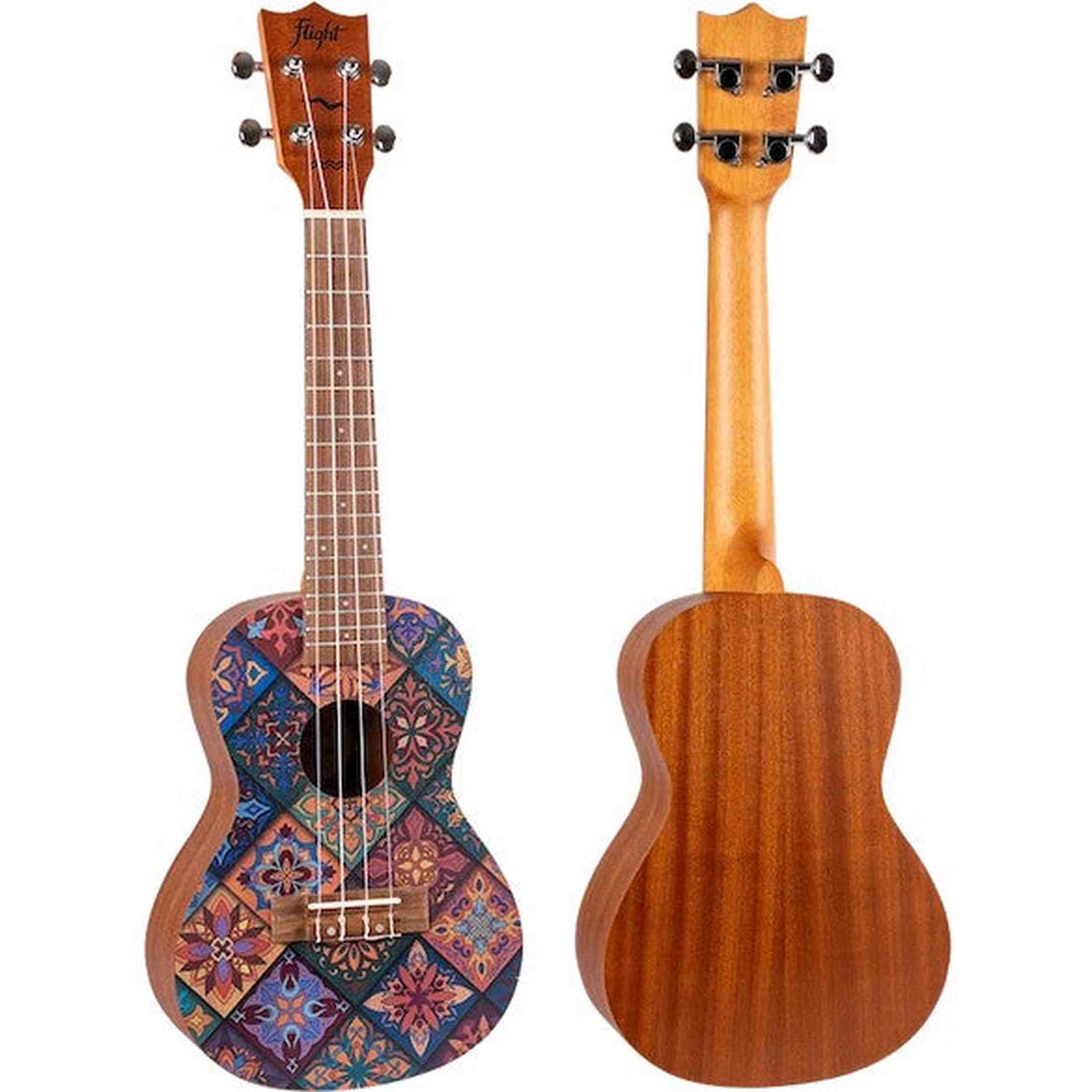 Flight AUC-33 Fusion Concert Ukulele met Sapele Body, Art Design en Aquila Nylgut Snaren