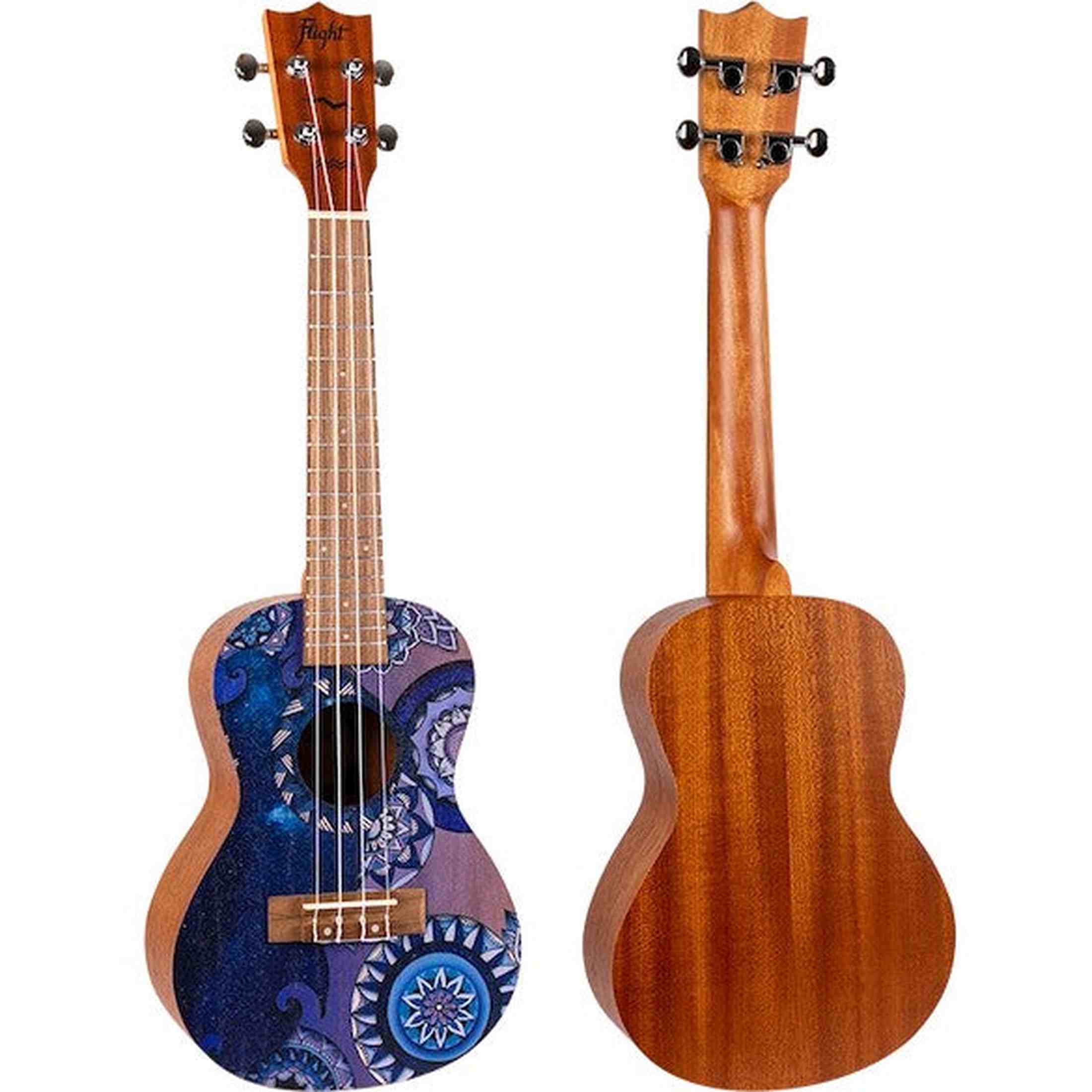 Flight AUC-33 Stardust Concert Ukulele met Sapele Body, Art Design en Aquila Nylgut Snaren