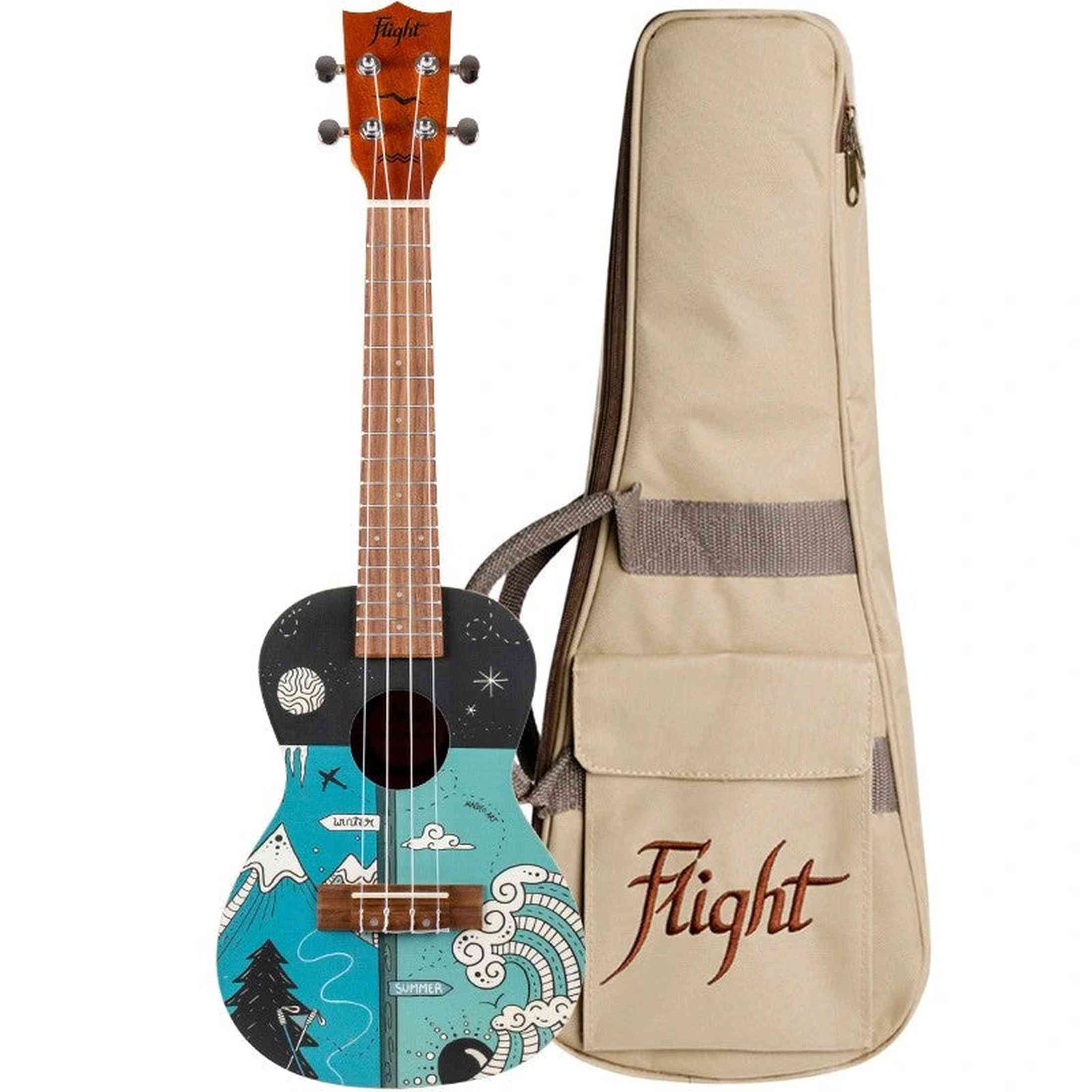 Flight AUC-33 Two Seasons Concert Ukulele met Spruce Top, Sapele Body en Aquila Nylgut Snaren