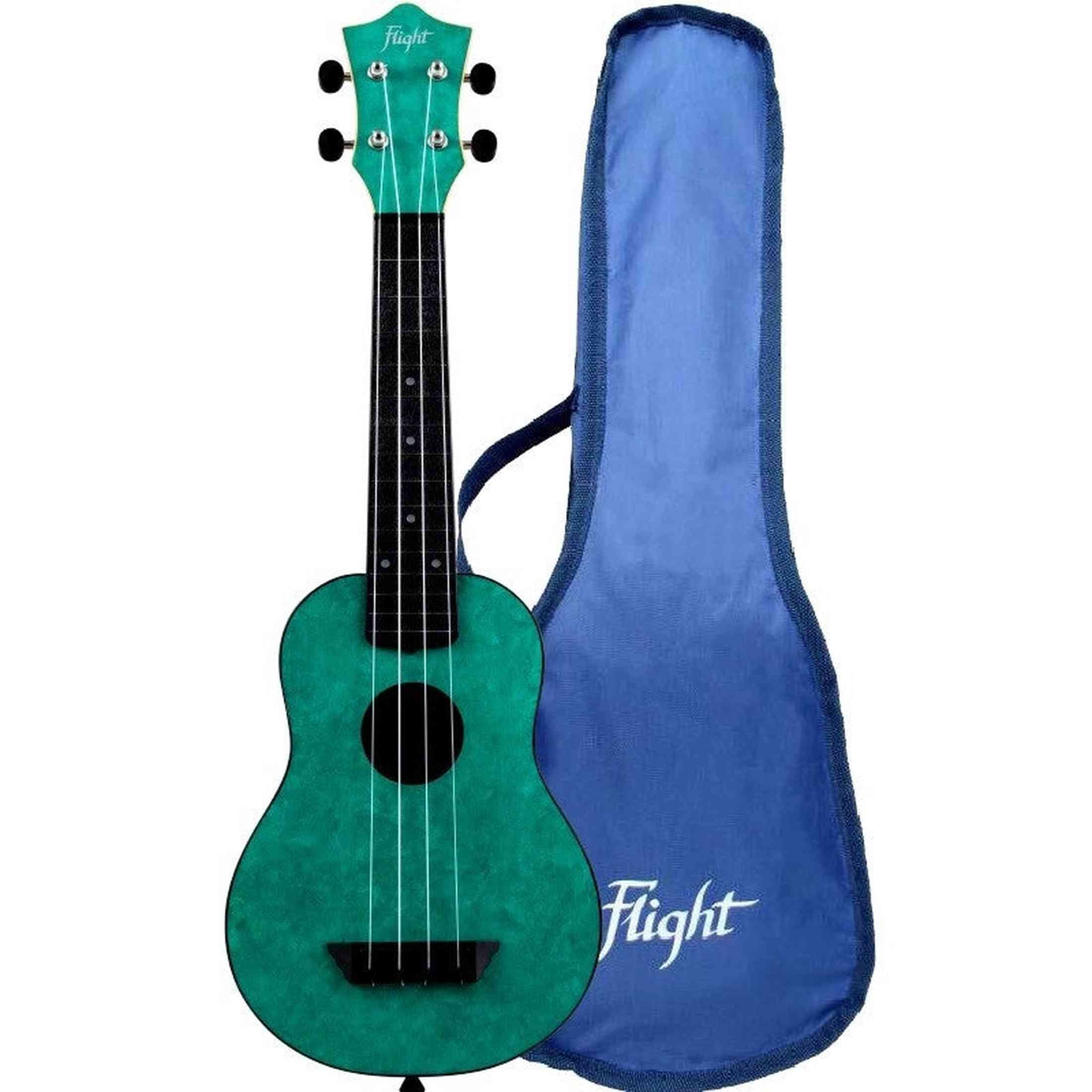 Flight TUS-65 EMERALD Soprano Ukulele met Linden Top, ABS Body en Emerald Green Afwerking