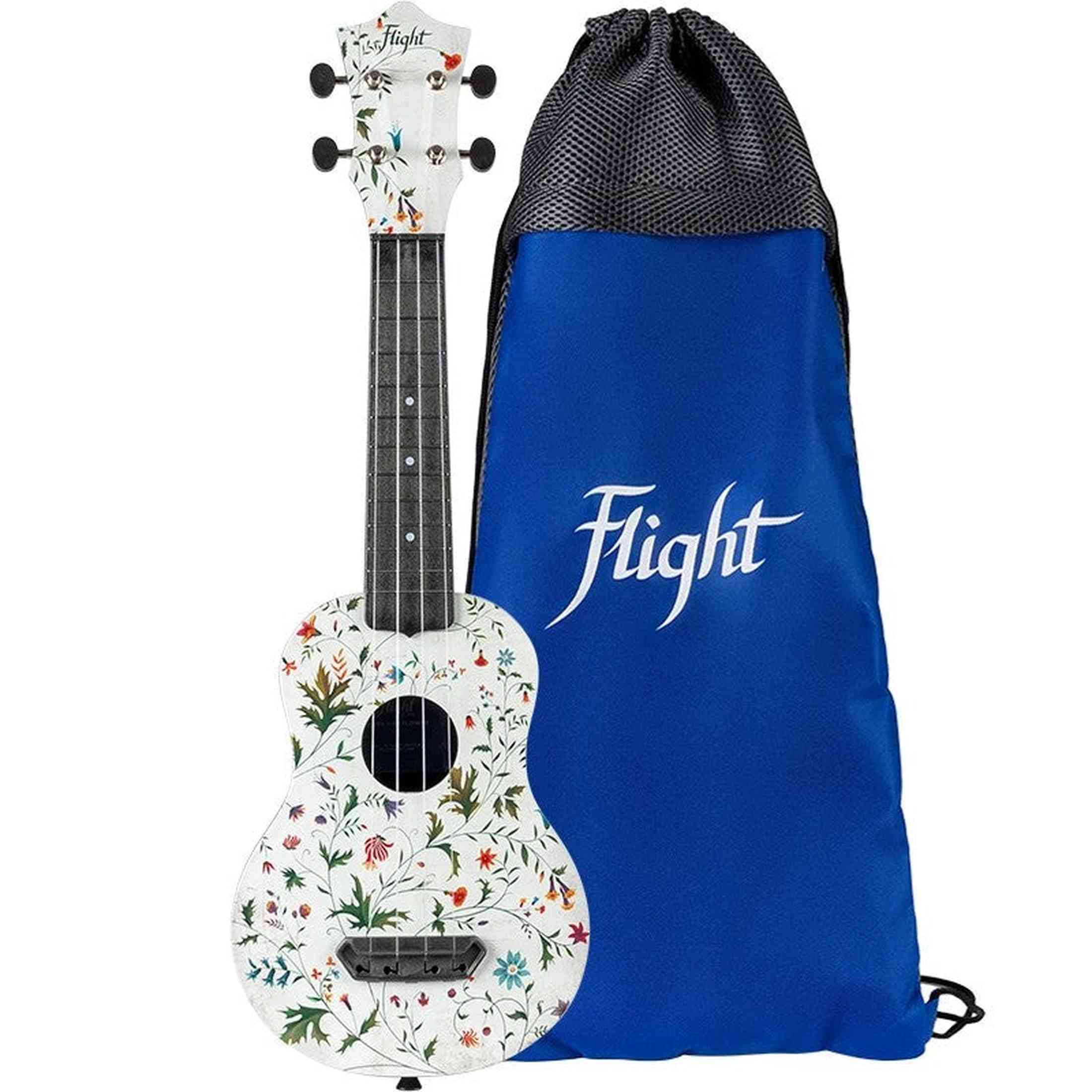 Flight UTS-40 FLOWER Ultra Travel Soprano Ukulele met Polycarbonate Body en Fluorocarbon Snaren