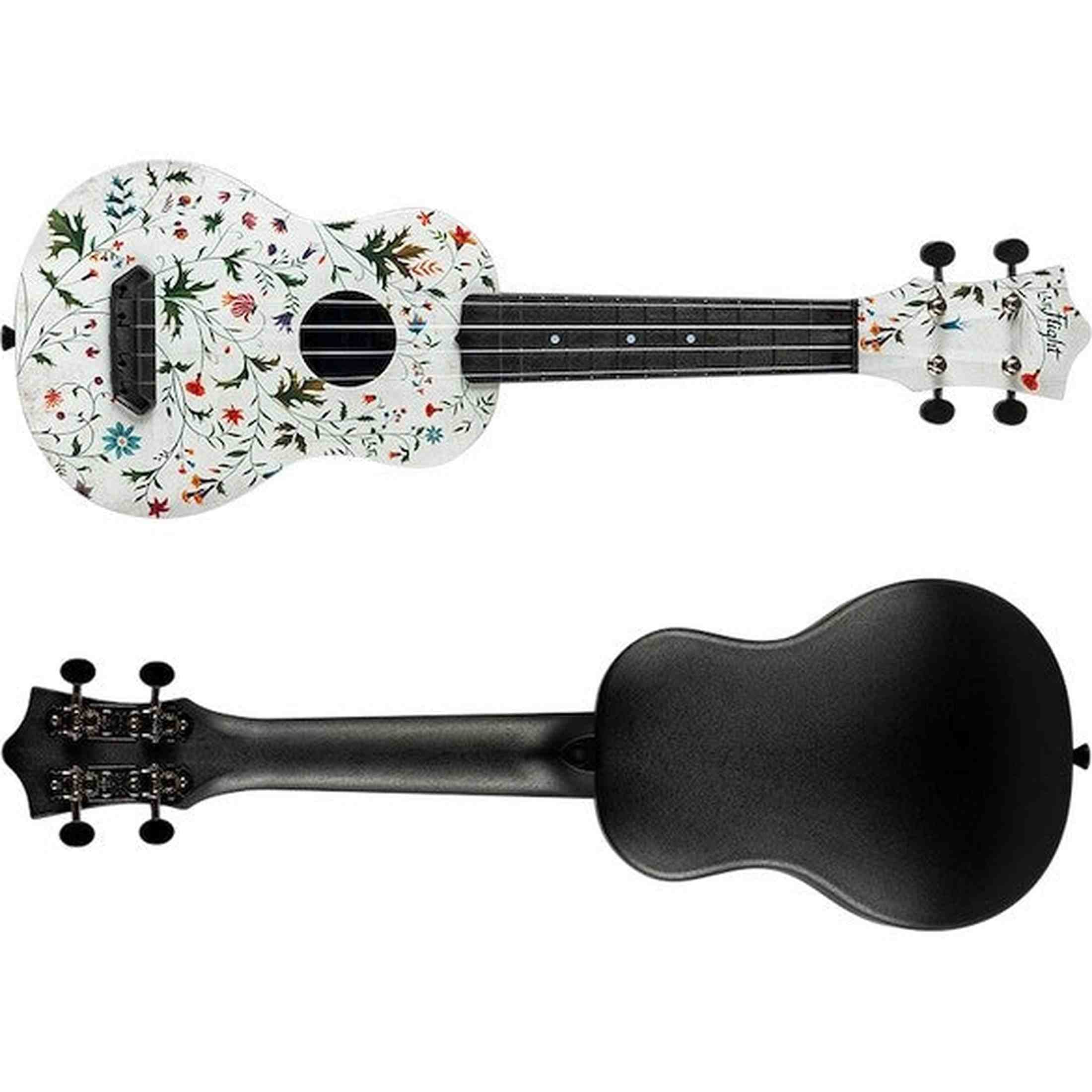 Flight UTS-40 FLOWER Ultra Travel Soprano Ukulele met Polycarbonate Body en Fluorocarbon Snaren