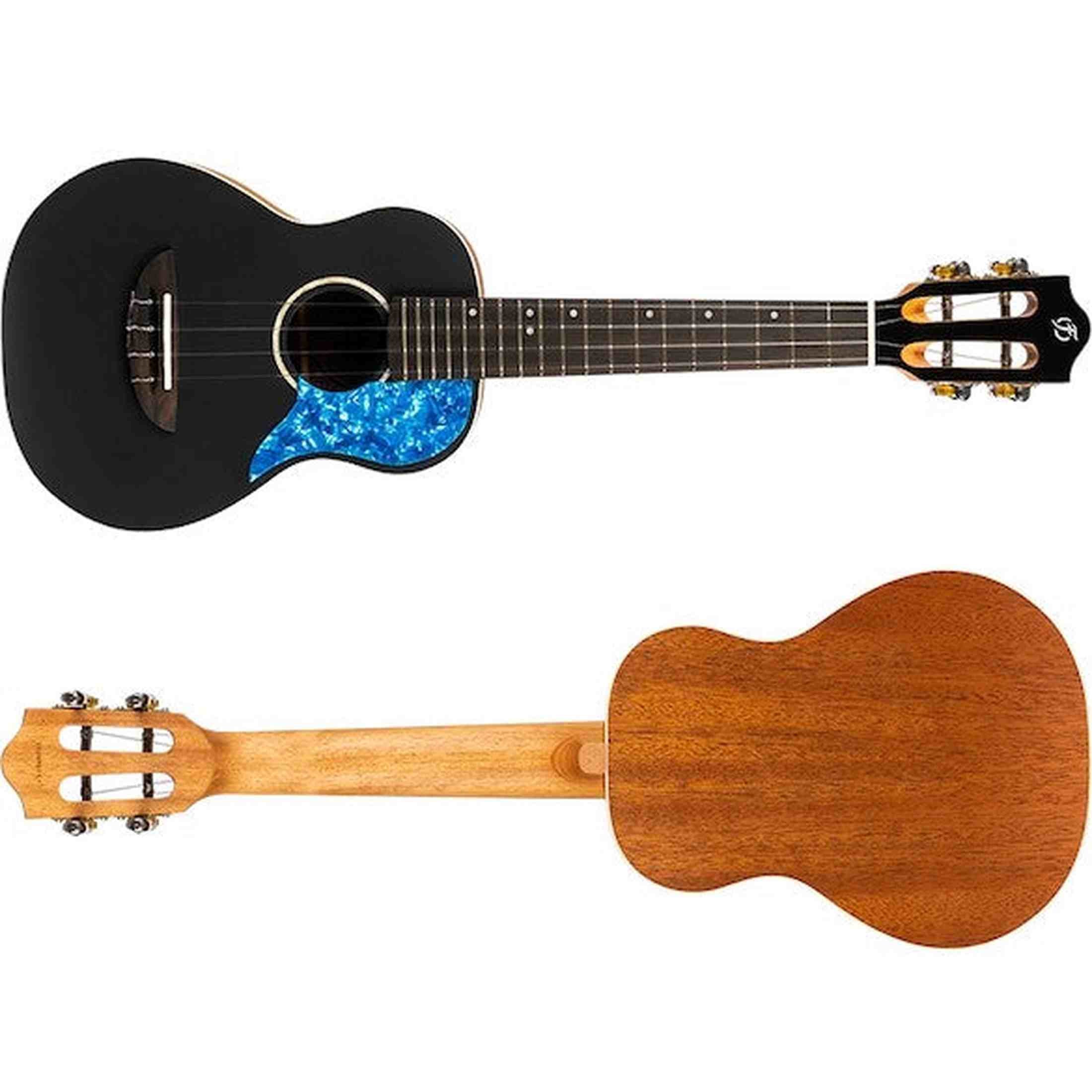 Flight Iris Concert BK Ukulele met Solid Spruce Top, Mahogany Body en Zwarte Afwerking