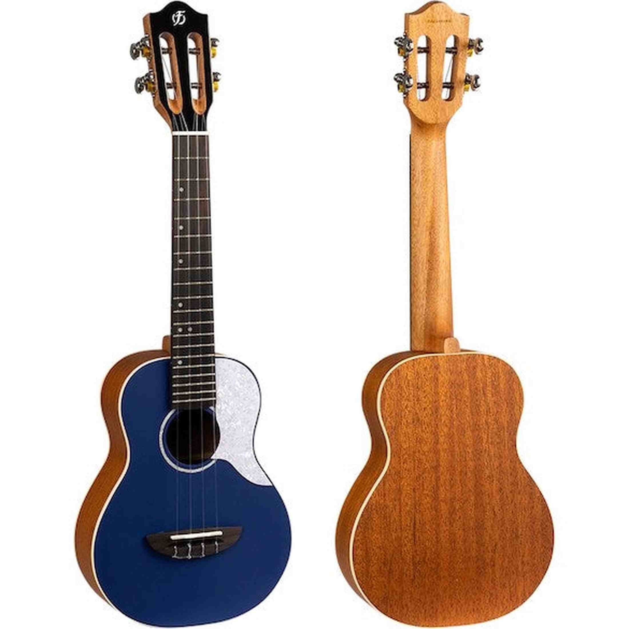 Flight Iris Concert DB Ukulele met Solid Spruce Top, Mahogany Body en Blauwe Afwerking