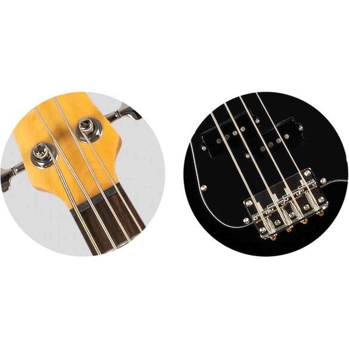 Flight Mini Bass Lite BK Elektrische Mini Bas Ukulele Zwart met Poplar Body en Alnico 5 P-Style Pickup