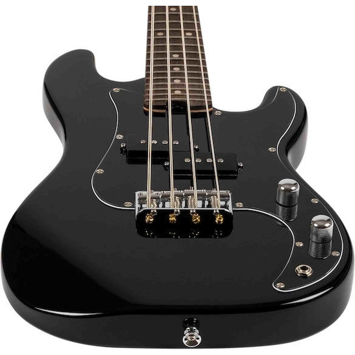 Flight Mini Bass Lite BK Elektrische Mini Bas Ukulele Zwart met Poplar Body en Alnico 5 P-Style Pickup