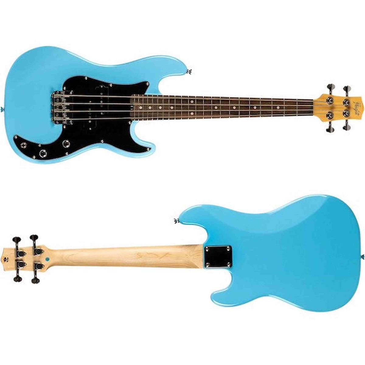 Flight Mini Bass Lite BL Elektrische Mini Bas Ukulele Blauw met Poplar Body en Alnico 5 Pickup