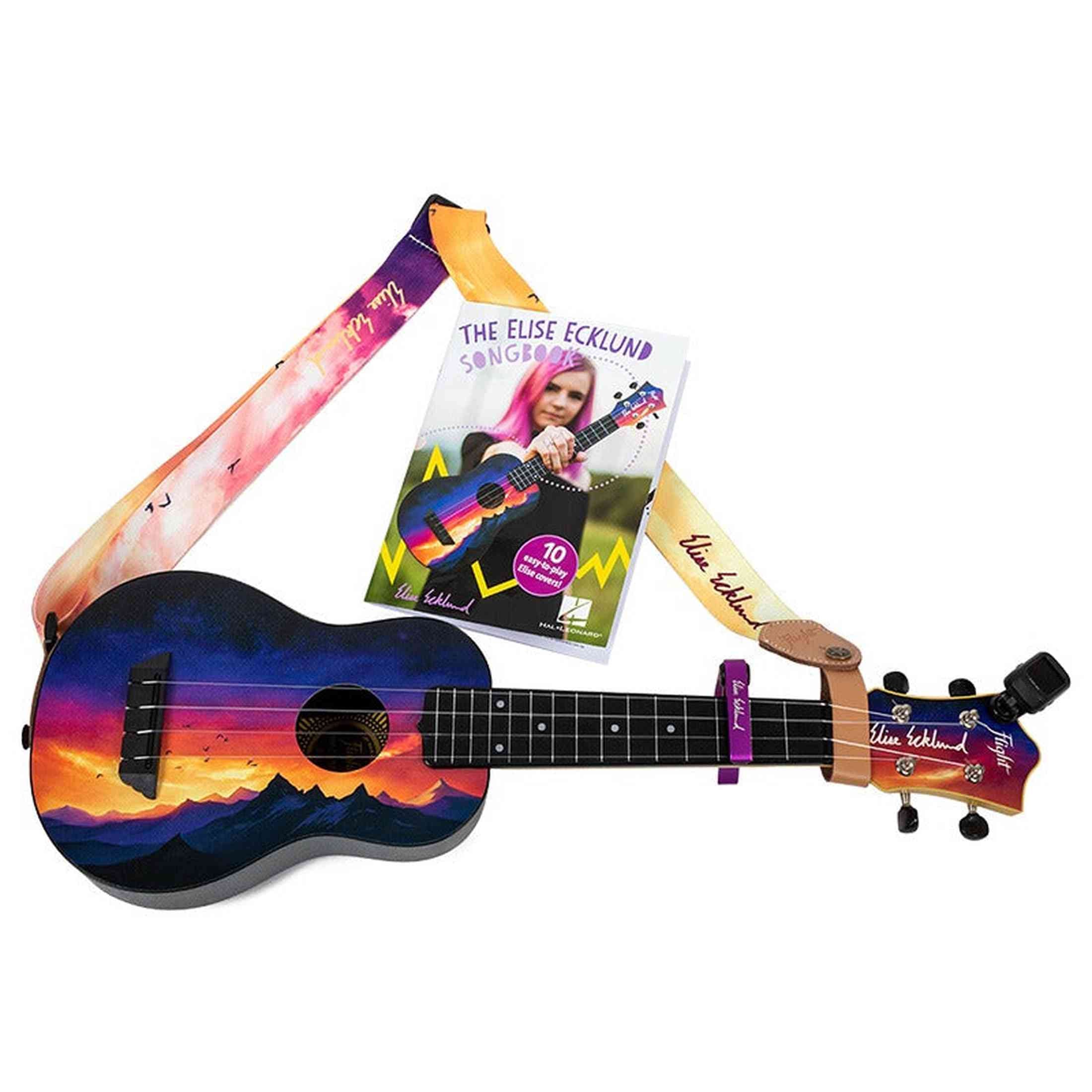 Flight TUS-EE Sunset PACK Elise Ecklund Signature Soprano Ukulele Set met Tuner, Capo, Strap, Songbook en Gigbag