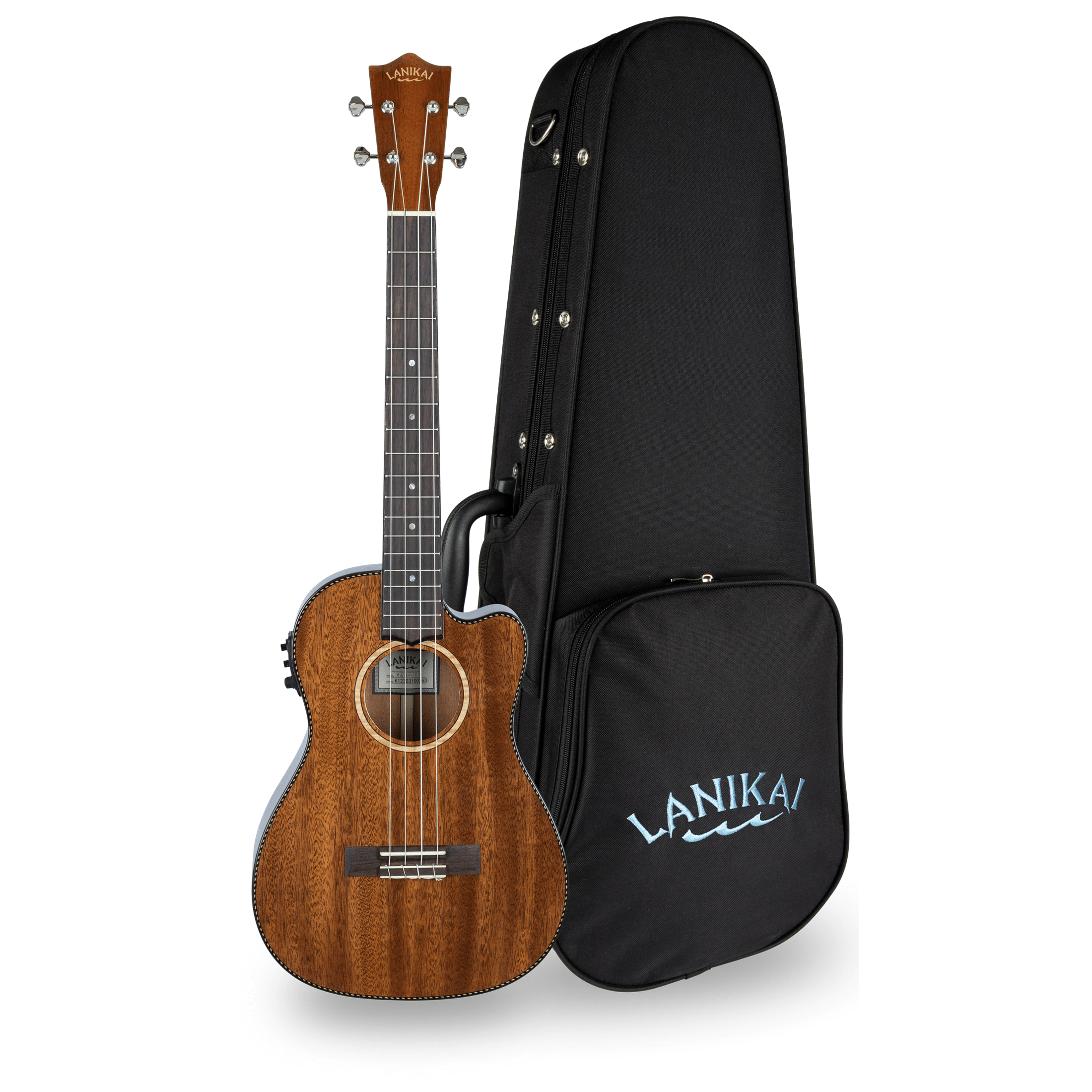 LANIKAI LKUMAS-CEB Baritonukulele,All Solid Mahogany Serie,Cutaway, voorversterke