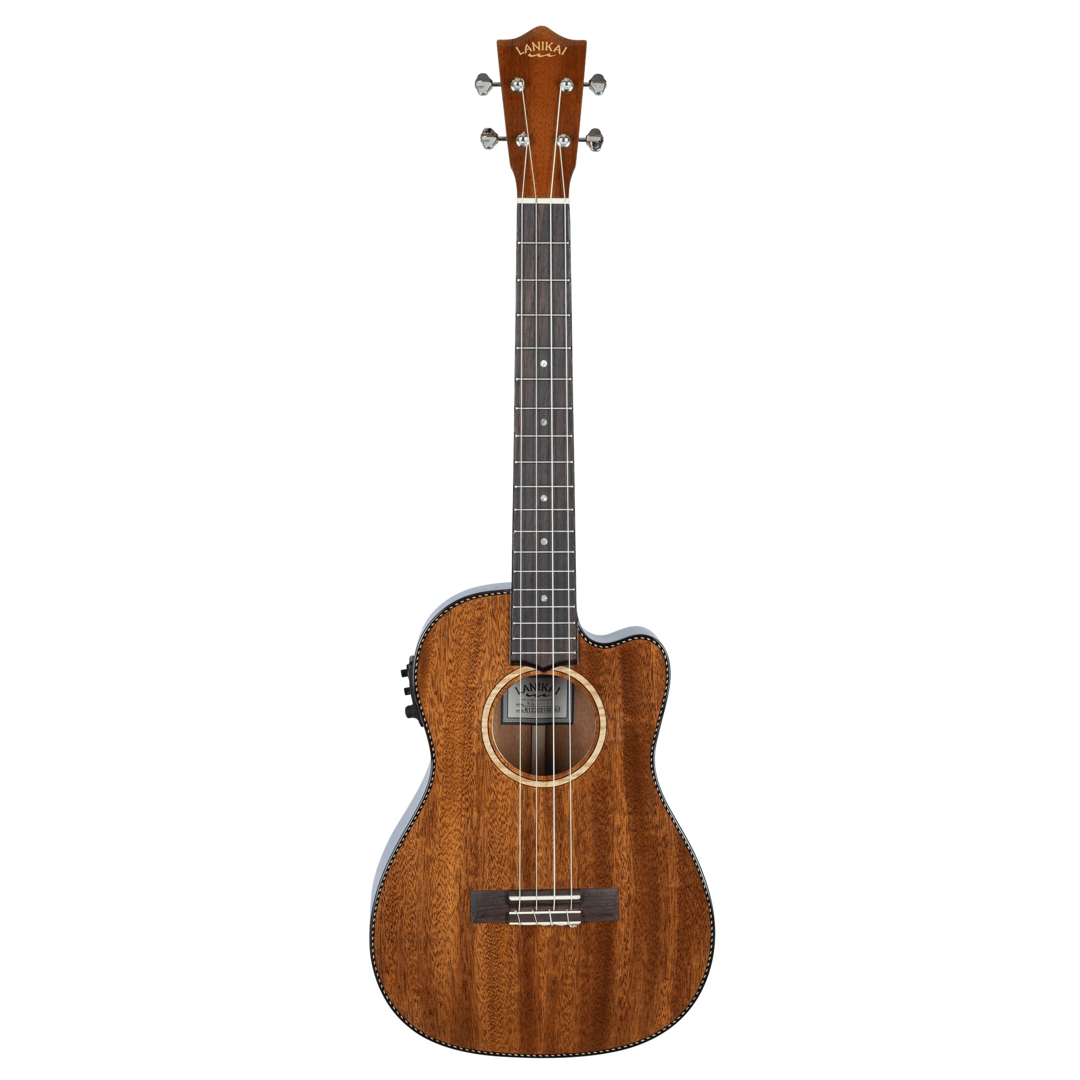 LANIKAI LKUMAS-CEB Baritonukulele,All Solid Mahogany Serie,Cutaway, voorversterke