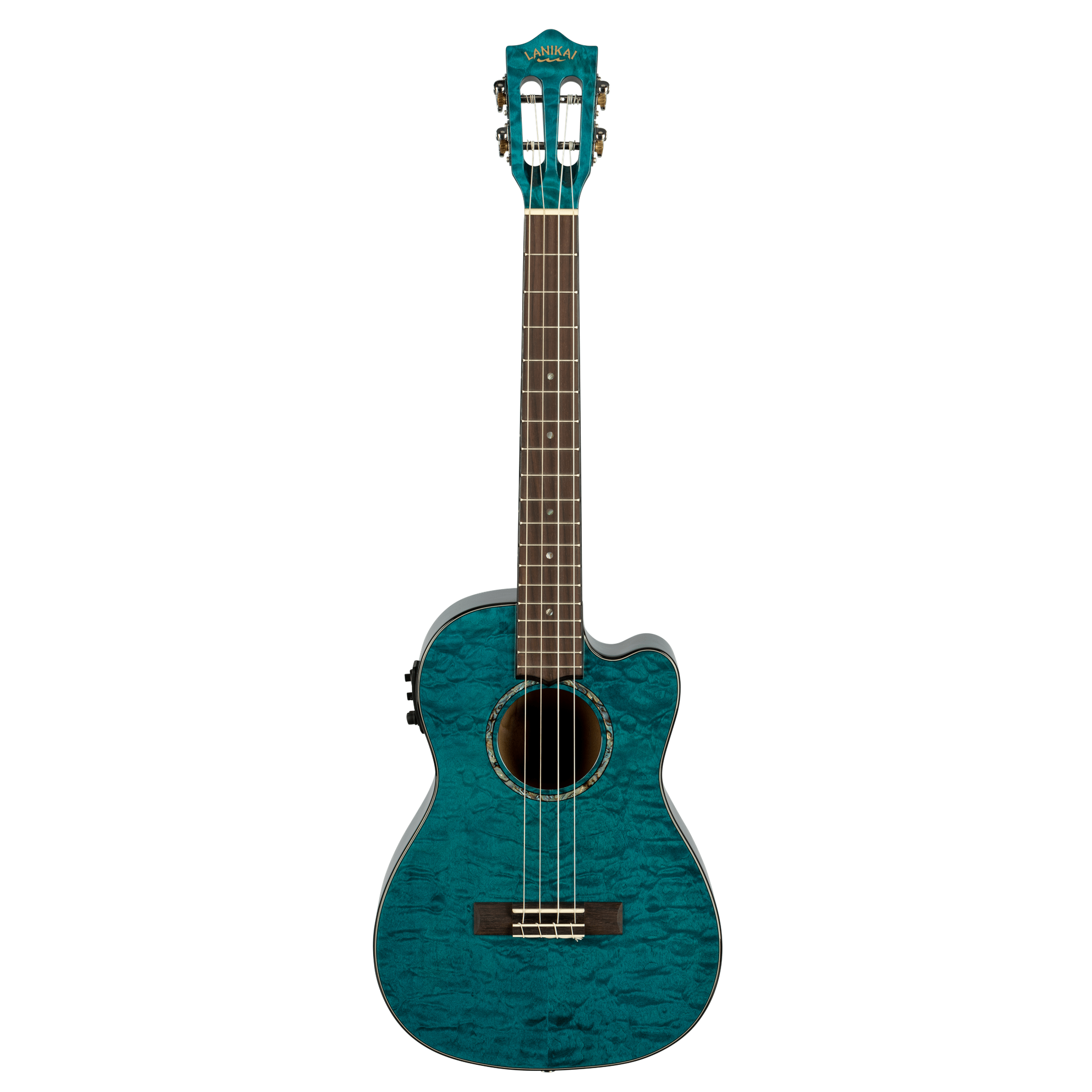 LANIKAI LKUQMBLCEB Baritonukelele, Quilted Maple Serie, Blue, Cutaway, Preamp, So