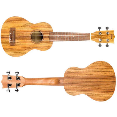 Flight DUS322 ZEB Soprano Ukulele met Zebrawood Body, Bone Topkam en Aquila Super Nylgut Snaren