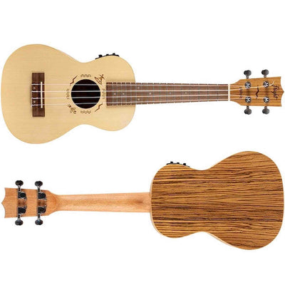 Flight DUC525 EQ SP/ZEB Elektrisch-Akoestische Concert Ukulele met Solid Spruce Top, Zebrawood Body, Pickup en Aquila Super Nylgut Snaren