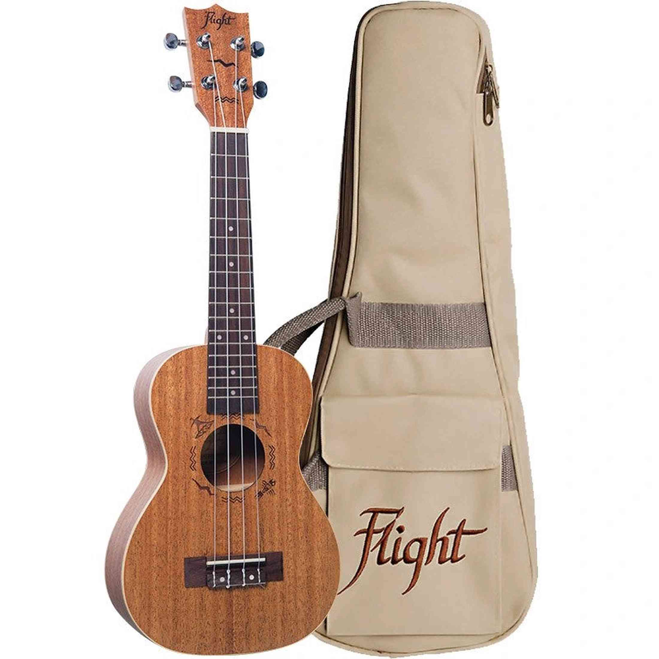 Flight DUC323 MAH Concert Ukulele met Mahogany Body, Bone Topkam en Aquila Super Nylgut Snaren