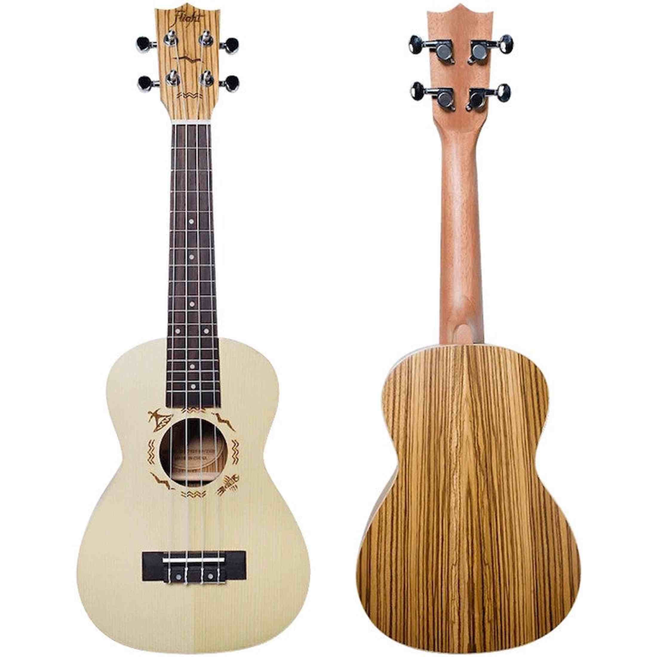 Flight DUC325 SP/ZEB Concert Ukulele met Engelmann Spruce Top, Zebrawood Body en Aquila Super Nylgut Snaren