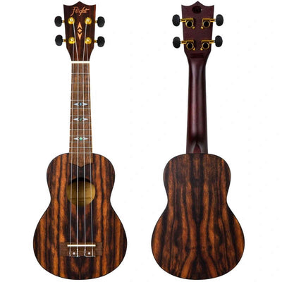Flight DUS460 Amara Soprano Ukulele met Amara Body, Bone Topkam en Aquila Super Nylgut Snaren