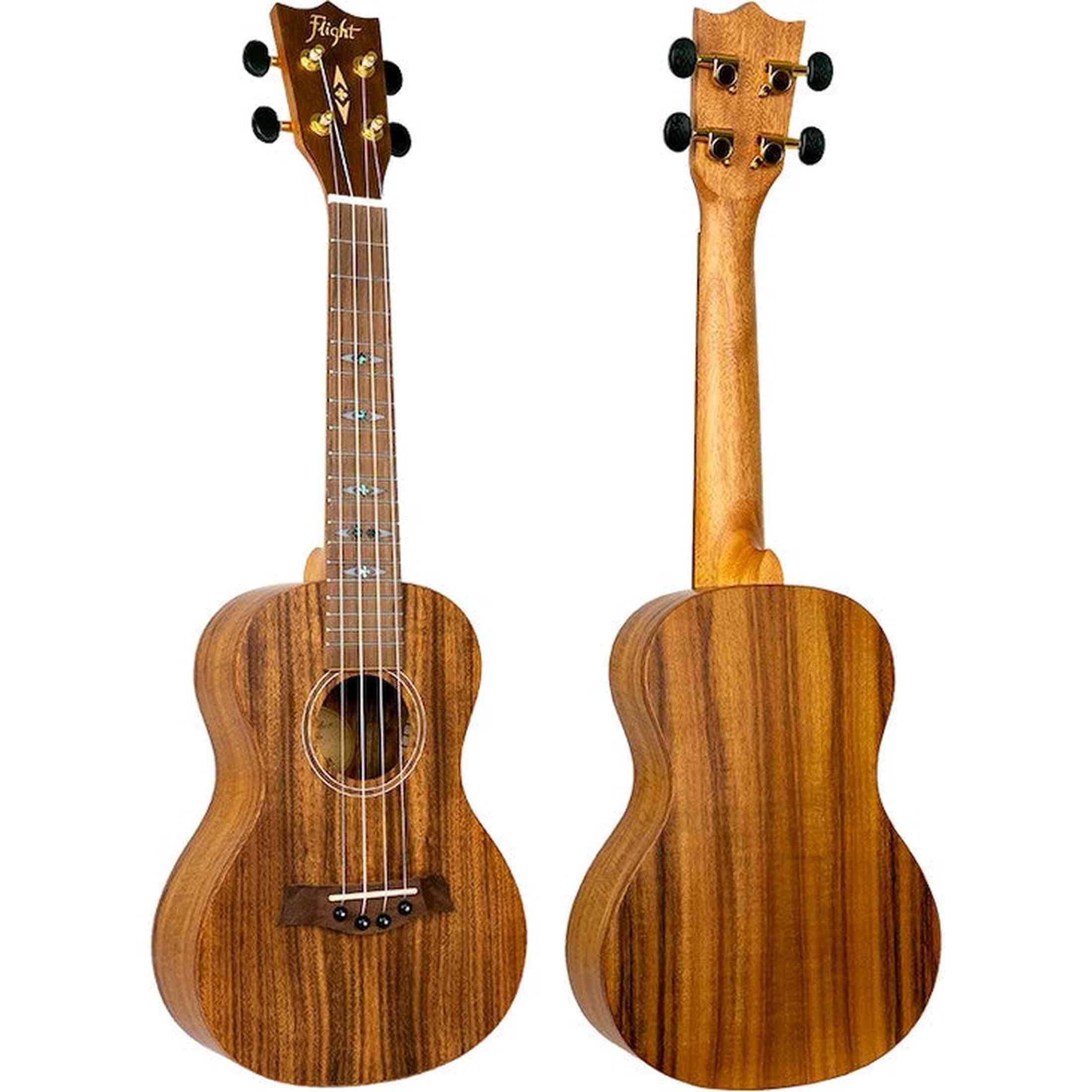 Flight DUC440 Acacia Concert Ukulele met Acacia Body, Bone Topkam en Aquila Super Nylgut Snaren
