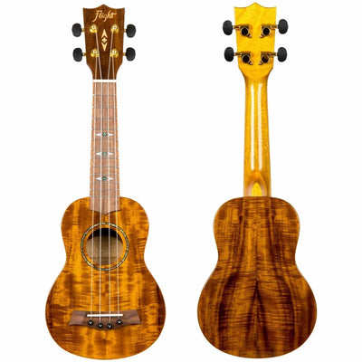 Flight DUS445 Acacia Soprano Ukulele met Gloss Acacia Body, Bone Topkam en Aquila Super Nylgut Snaren