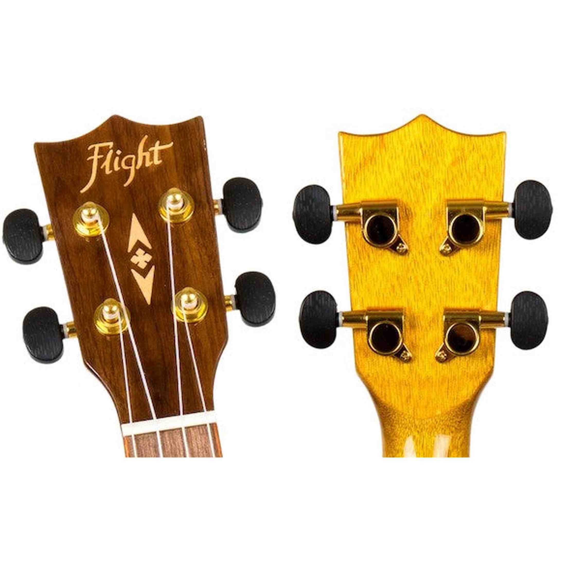 Flight DUS445 Acacia Soprano Ukulele met Gloss Acacia Body, Bone Topkam en Aquila Super Nylgut Snaren