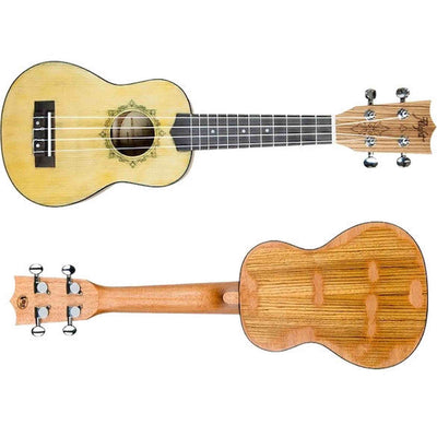 Flight DUS330 RELIC Soprano Ukulele met Distressed Spruce Top, Zebrawood Body en Aquila Super Nylgut Snaren