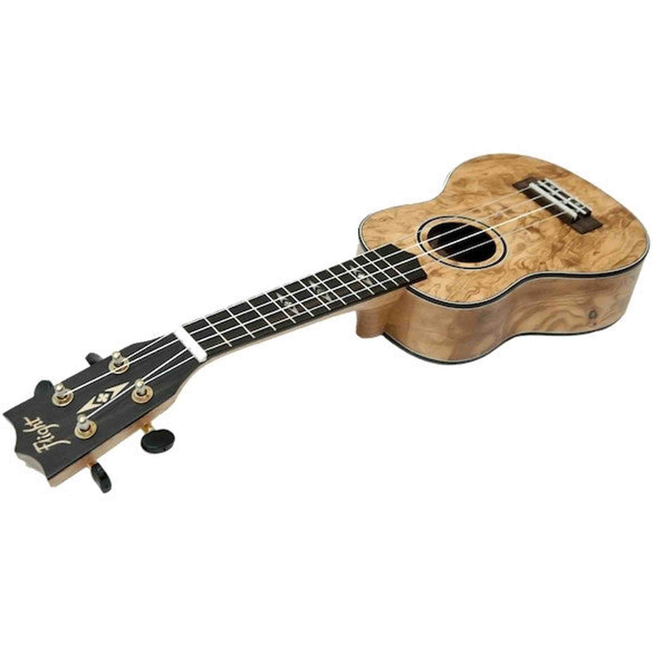Flight DUS410 QA/QA Soprano Ukulele met Quilted Ash Body, Bone Topkam en Aquila Super Nylgut Snaren