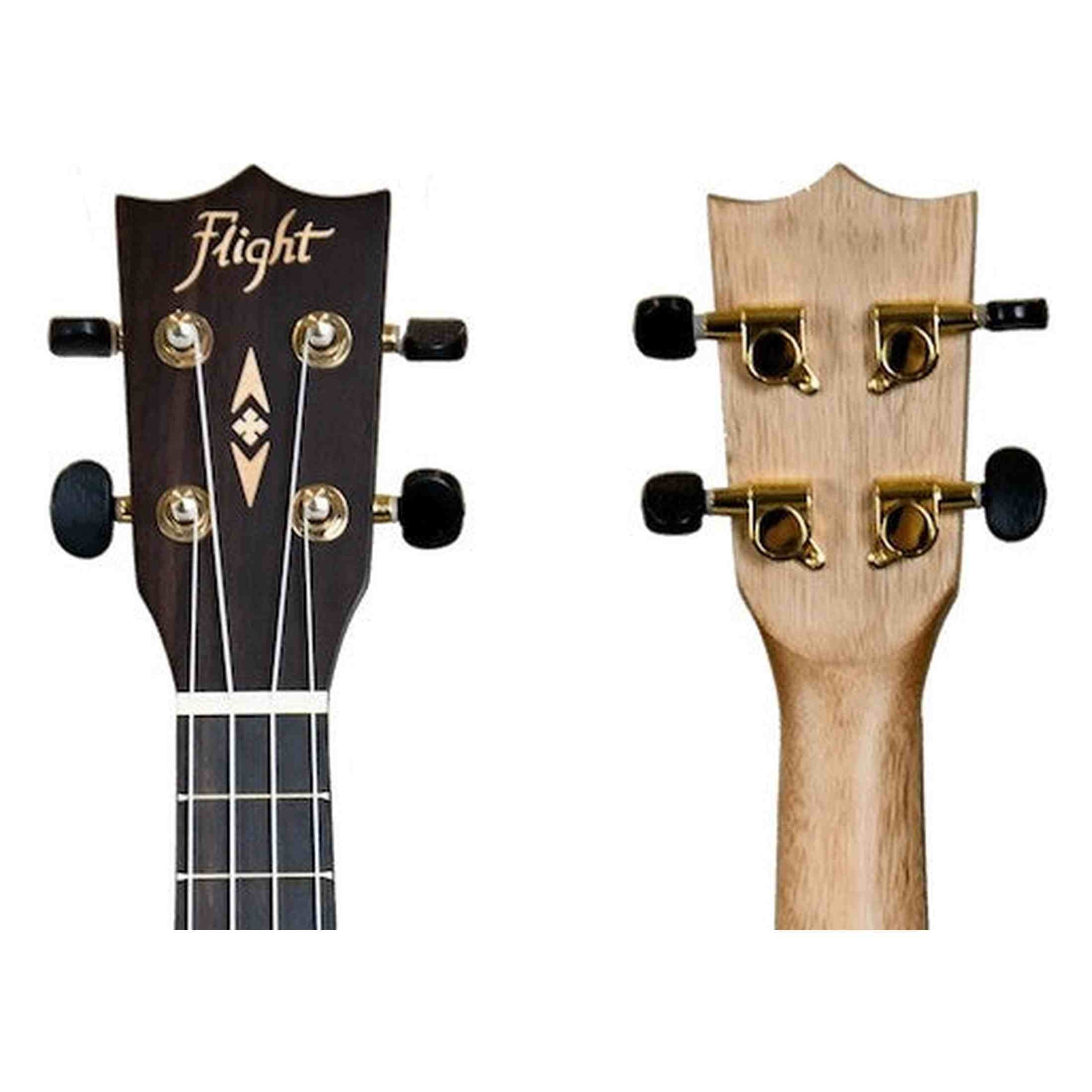 Flight DUS410 QA/QA Soprano Ukulele met Quilted Ash Body, Bone Topkam en Aquila Super Nylgut Snaren