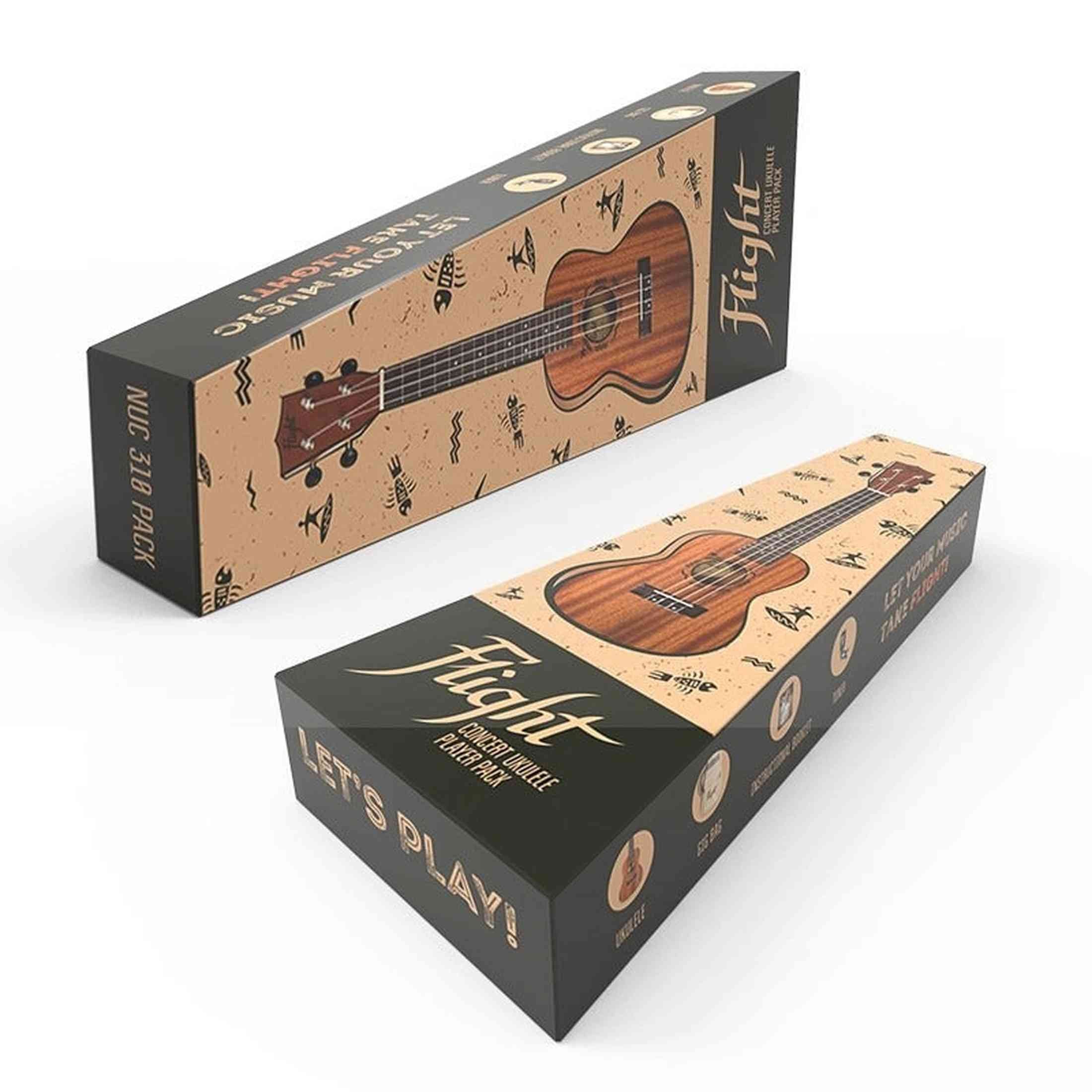 Flight NUC310 PACK Concert Ukulele met African Sapele Body, Bone Topkam, Tuner, Lesboek en Gigbag