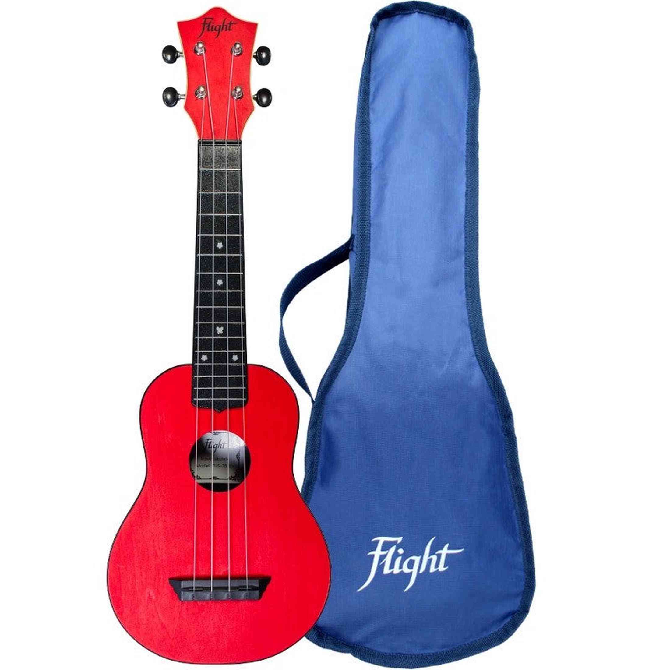 Flight TUS-35 RD Soprano Ukulele Rood met Linden Top, ABS Body en Aquila Snaren