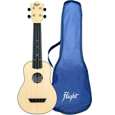 Flight TUS-35 NAT Soprano Ukulele Natural met Linden Top, ABS Body en Aquila Snaren