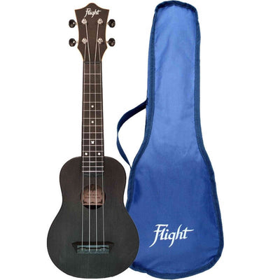 Flight TUS-35 BK Soprano Ukulele Zwart met Linden Top, ABS Body en Aquila Snaren